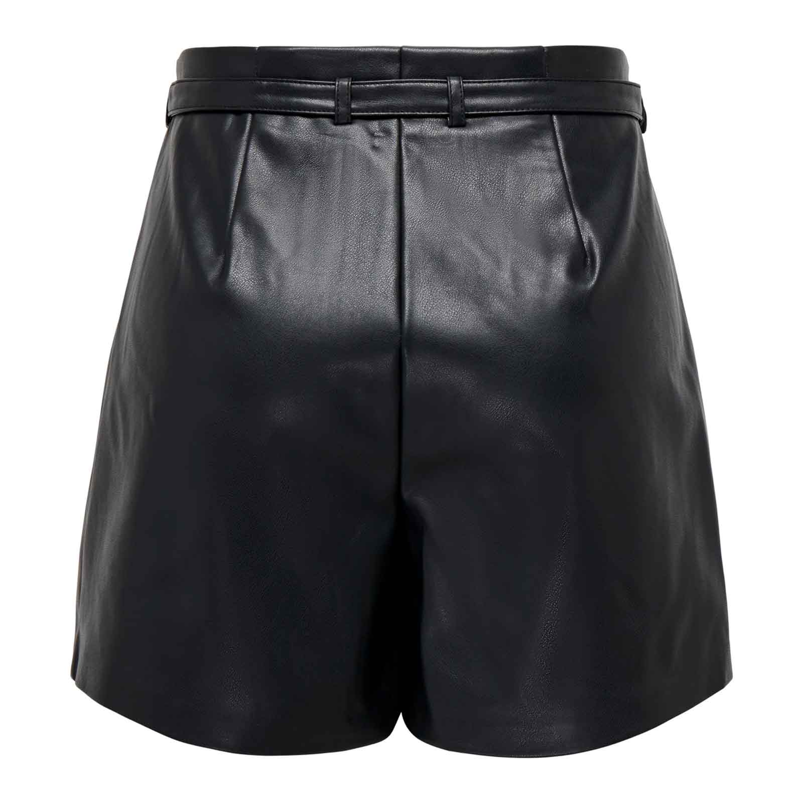 Mid Waist Regular Fit Synthetic Leather Shorts For Women's