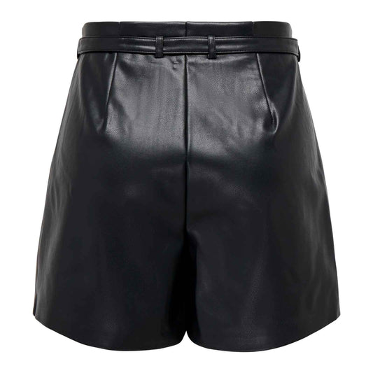 Mid Waist Regular Fit Synthetic Leather Shorts For Women's