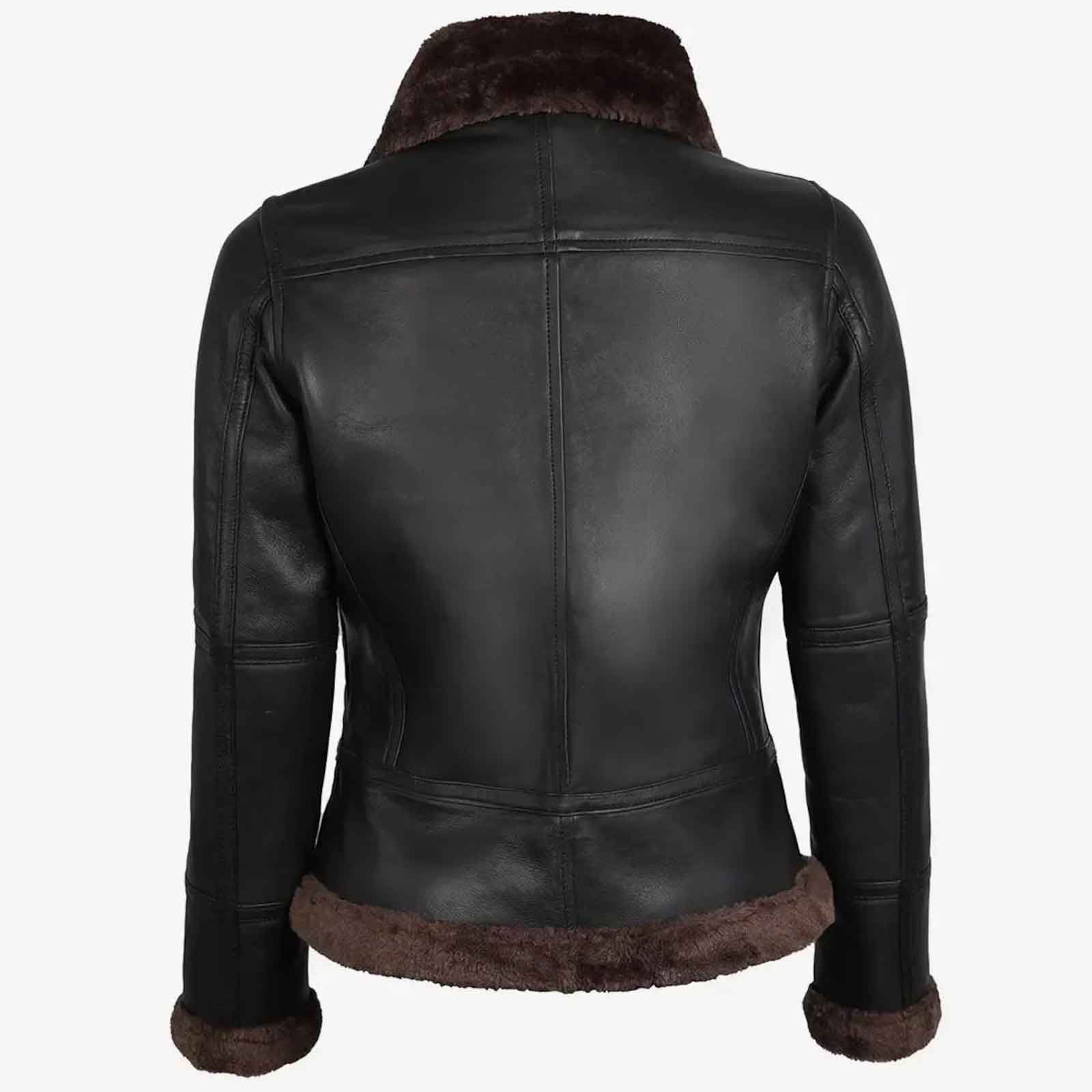 Genuine Leather Shearling Bomber Jacket Women | RAF B3 Aviator Flying Biker Style | Cozy Winter Coat