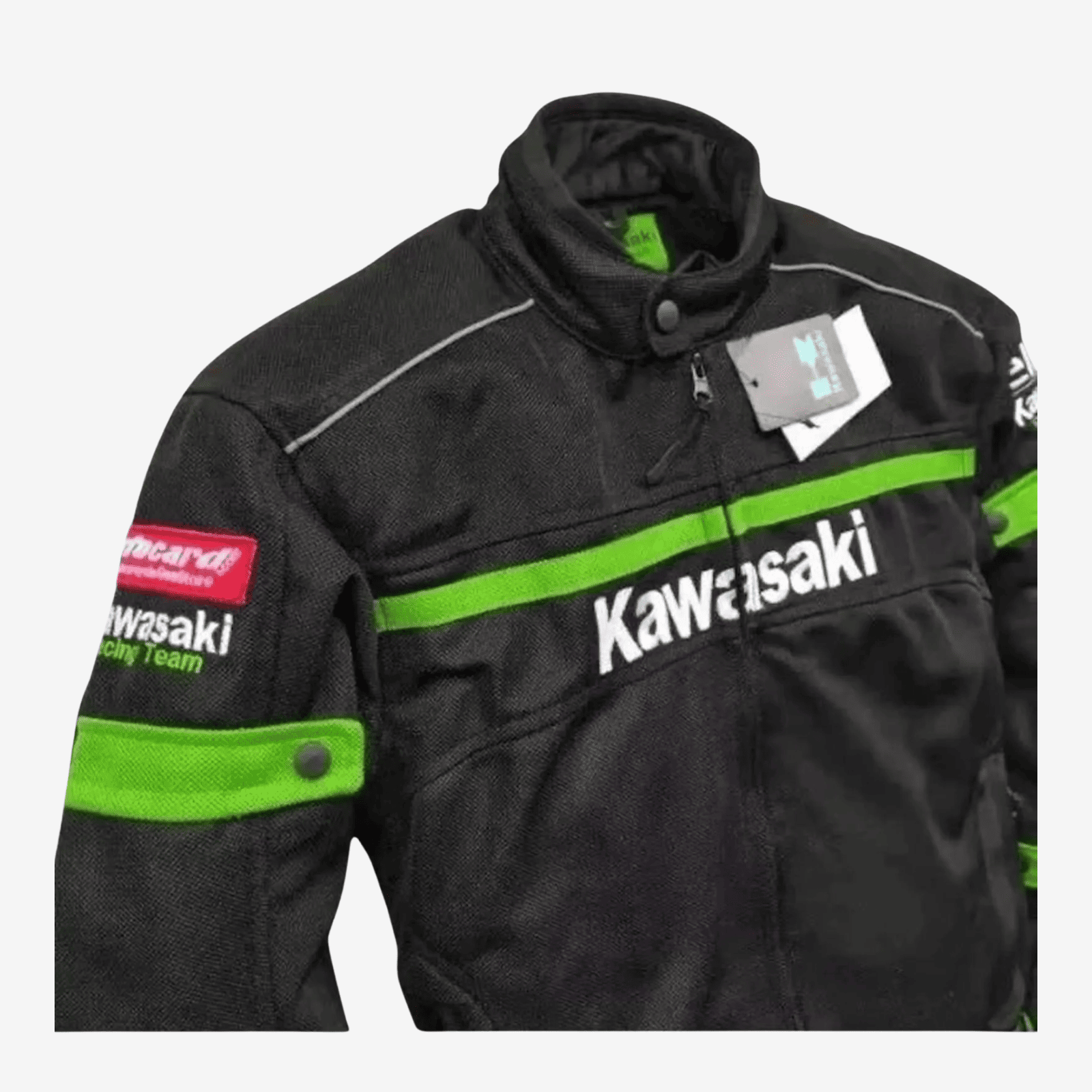 Chaqueta de moto Kawasaki negra y verde – Chaqueta de verano de malla ligera para moto