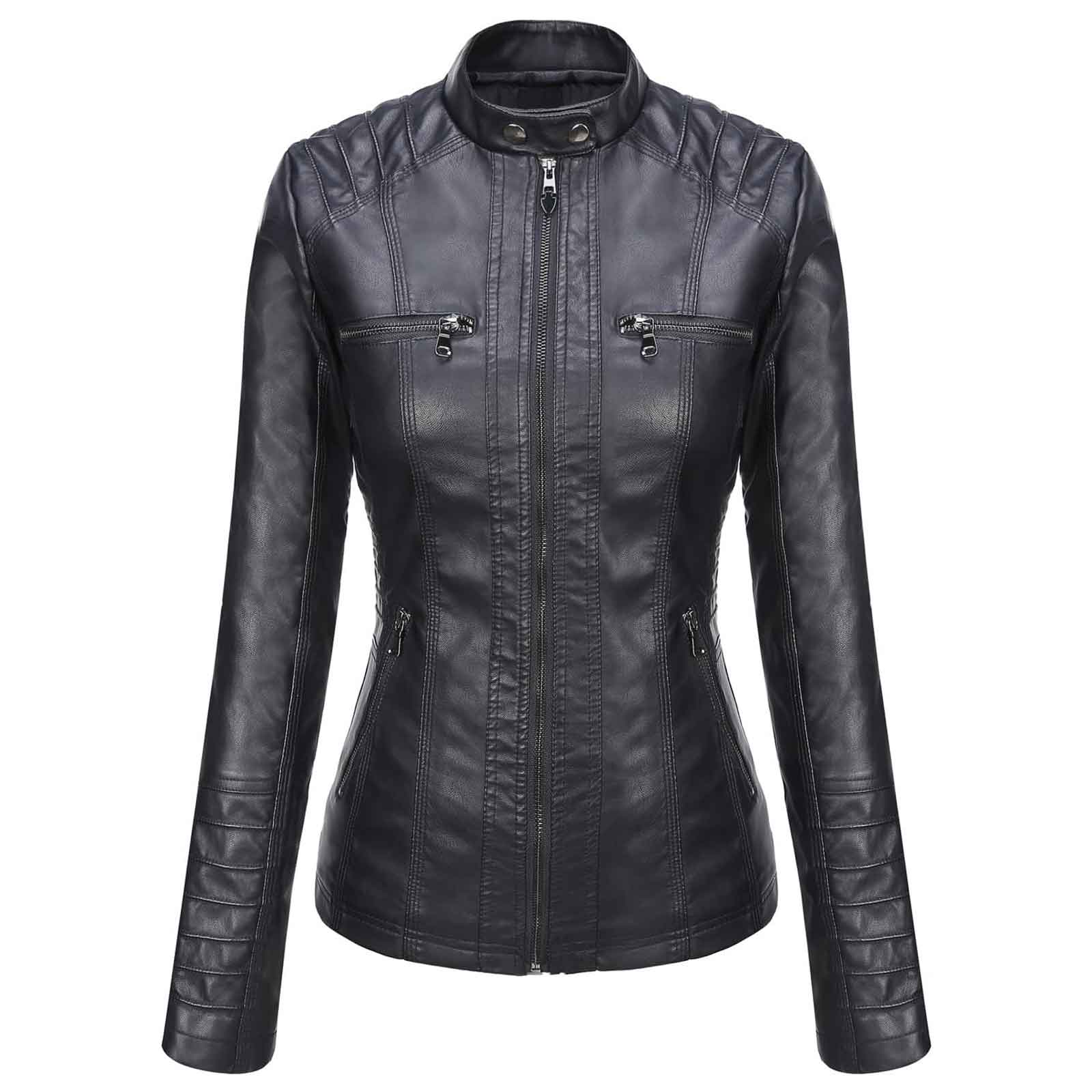 Tanming Women’s Faux Leather Jacket with Removable Hood – Stylish PU Moto Biker Coat for Fall & Winter