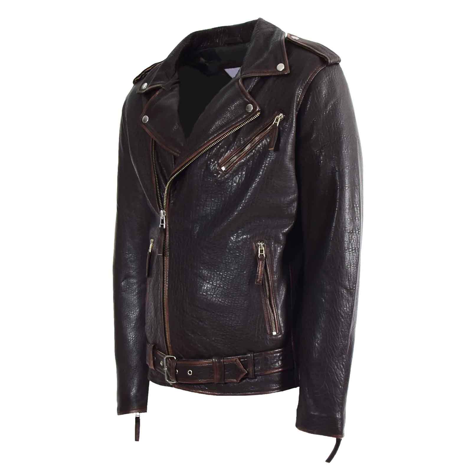 Men’s Real New Zealand Leather Biker Jacket – Brando Style Zip Nelson | Regals Leather