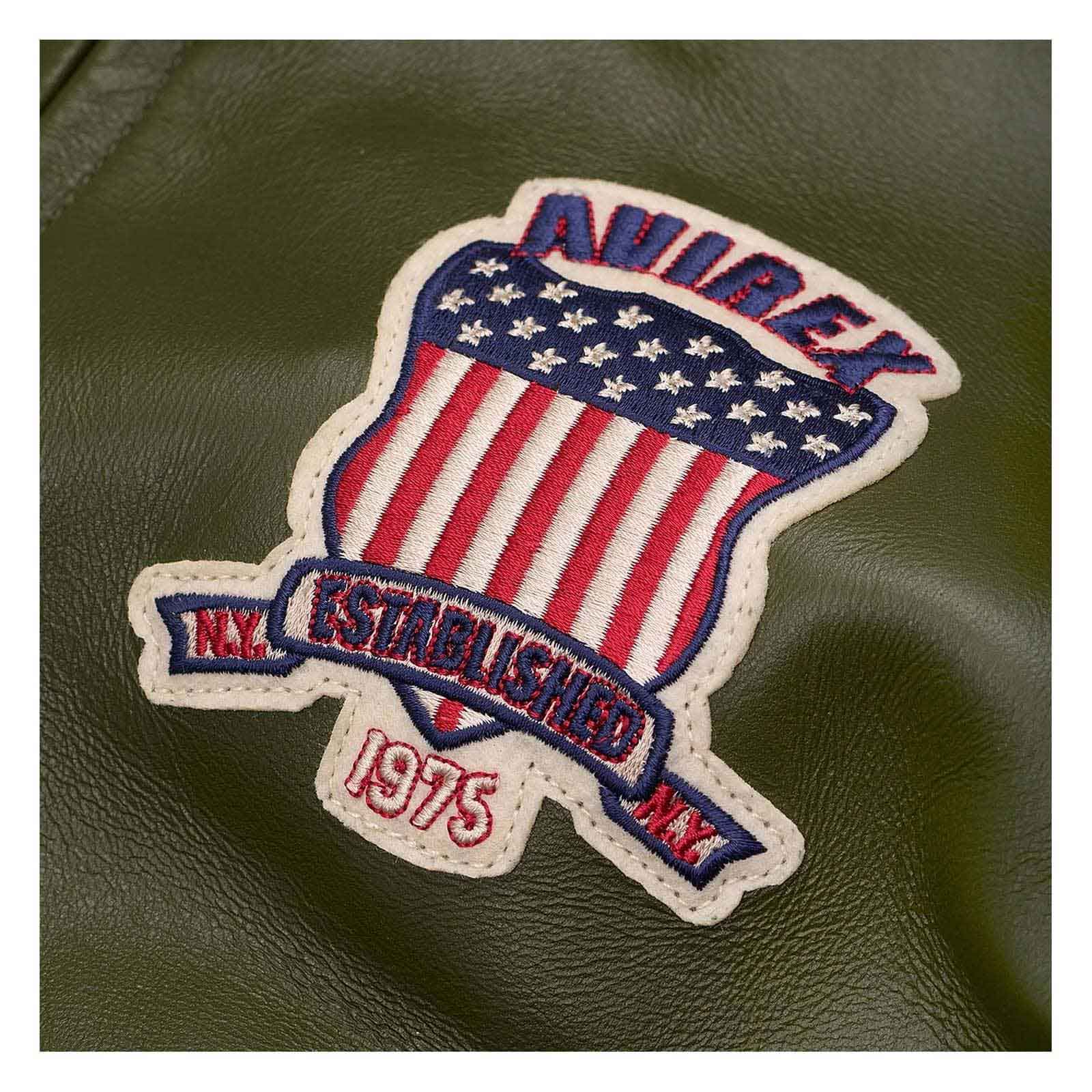 Best Seller Men’s Iconic Avirex Leather Jacket Olive Green Leather Bomber Jacket Aviator Style