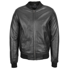 Men’s Black Leather MA-1 Bomber Jacket | Ryan Flight Style Leather Jacket for Men