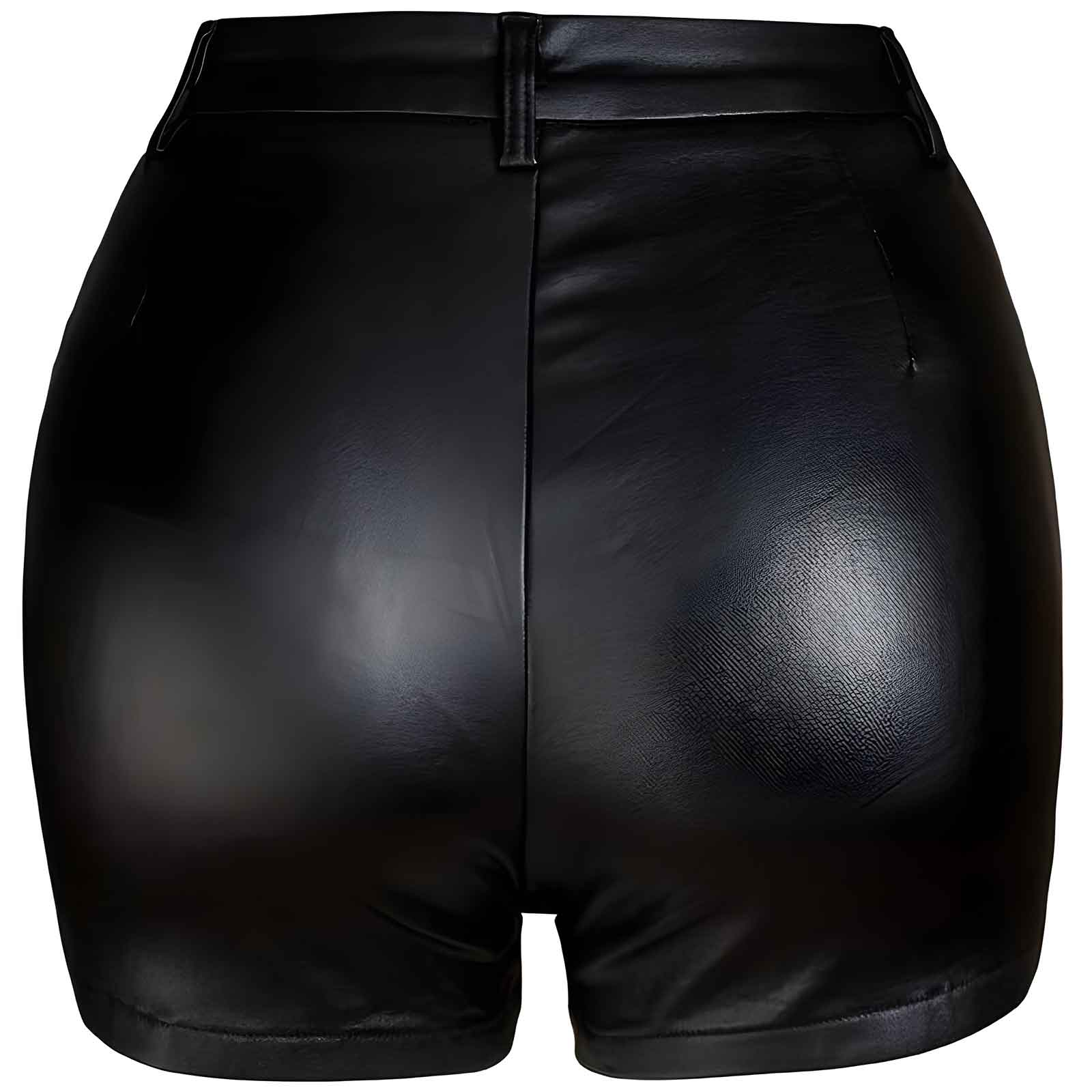 Women’s PU Leather Shorts – High Waist Drawstring Sexy Faux Leather Bottoms