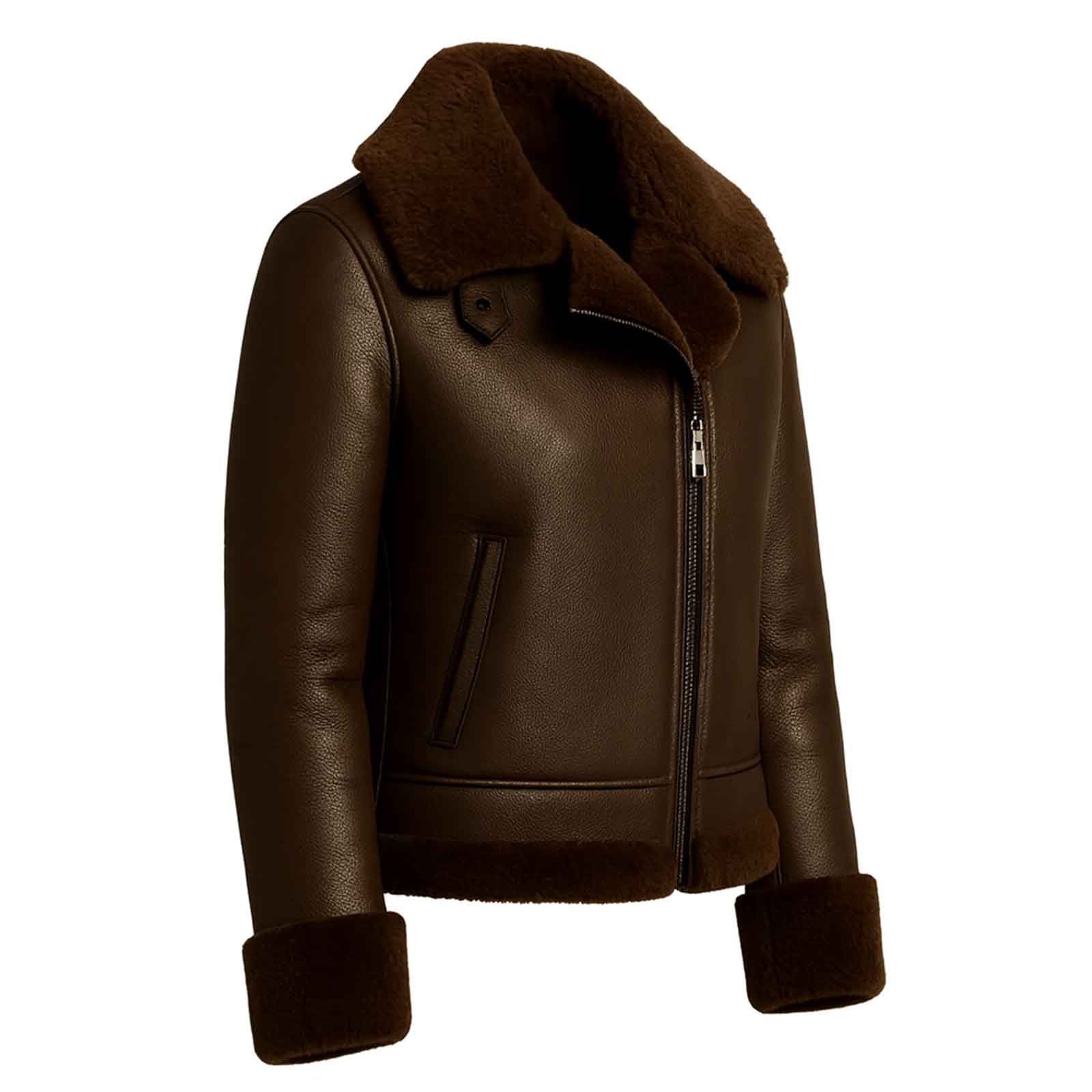 Regals Leather Women's Shearling B3 Bomber Jacket: Handmade Leather Aviator Coat