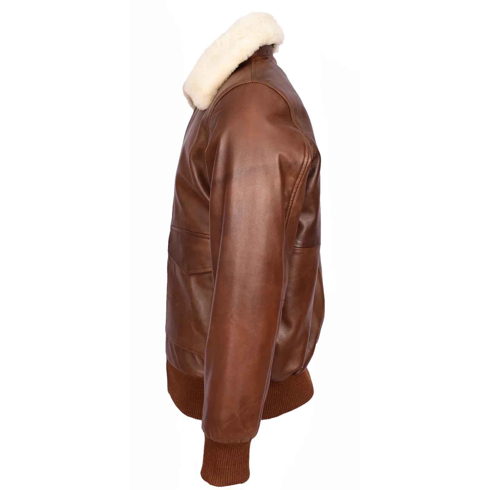 Men’s Premium Leather Aviator Bomber Jacket – G-1 Pilot Style Luca Tan