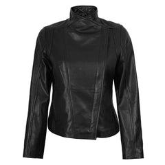 Women’s Black Leather Motorcycle Jacket | Cafe Racer Biker Design