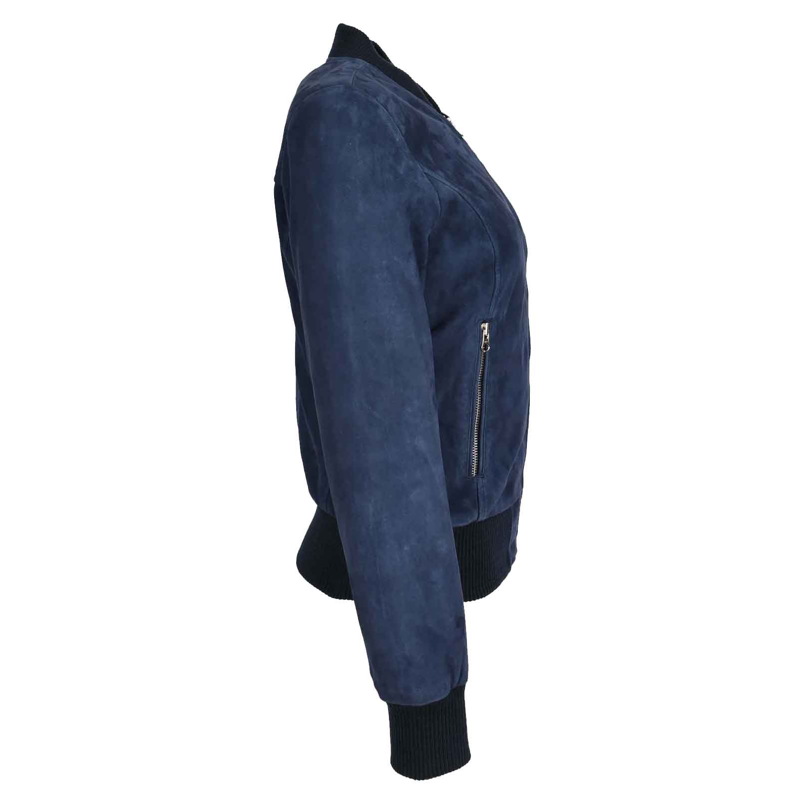 Regals Leather Comfortable Women's Real Goat Suede Bomber MA-1 Jacket Faye Blue