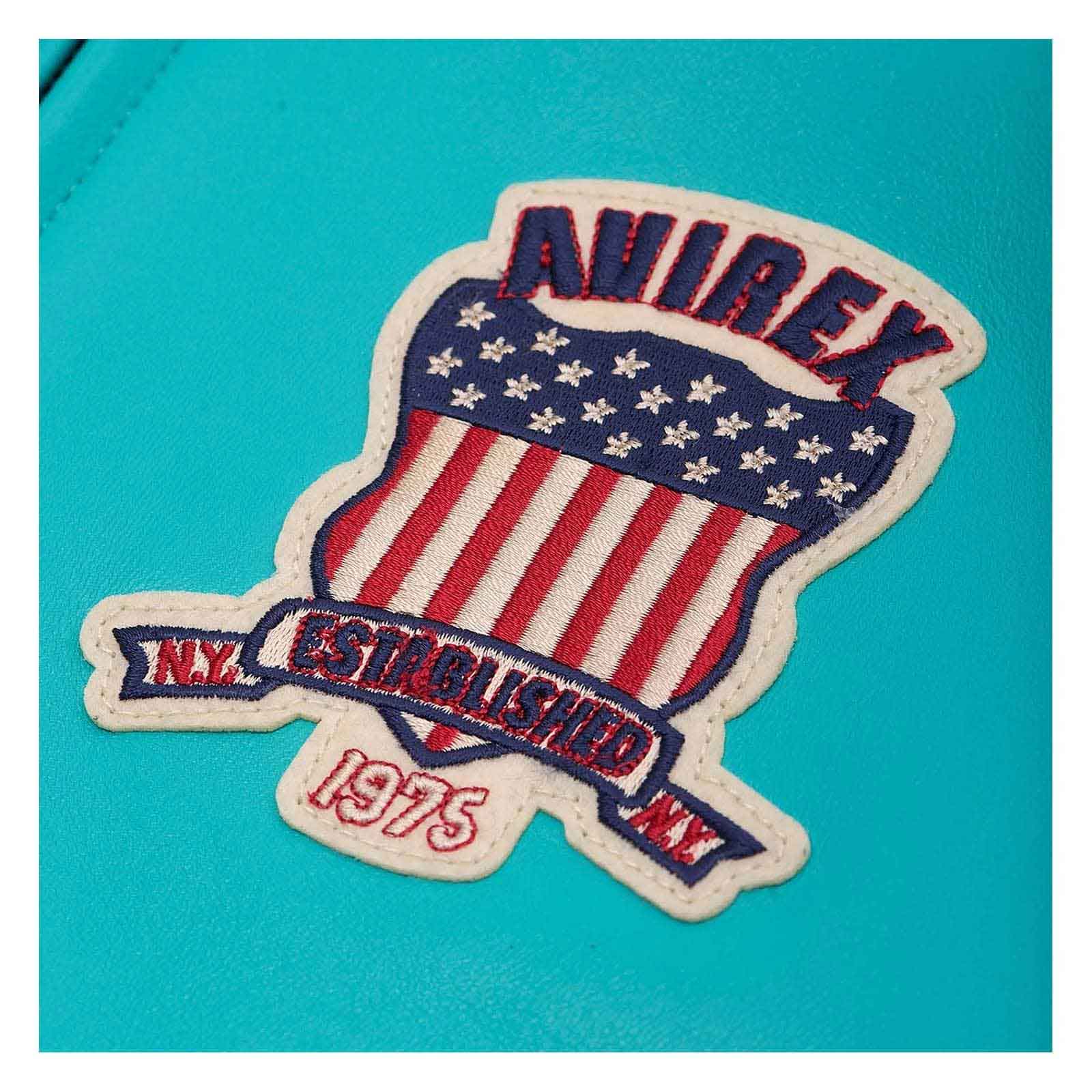 Handcrafted Men’s Avirex Leather Jacket Turquoise Leather Bomber Jacket Iconic Style