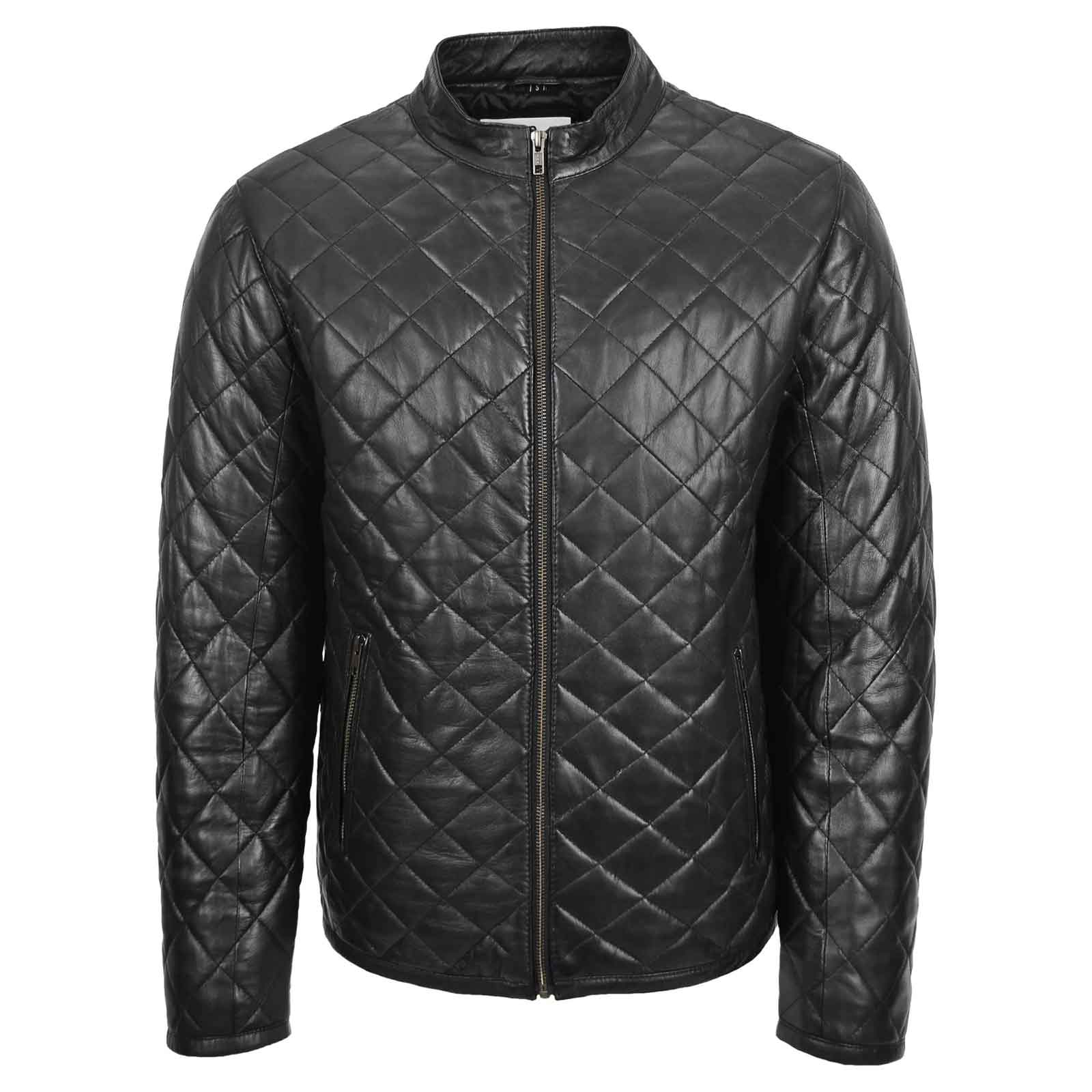 Men’s Quilted Anorak Leather Jacket in Black – Jeff Style Outdoor Fashion | Regals Leather