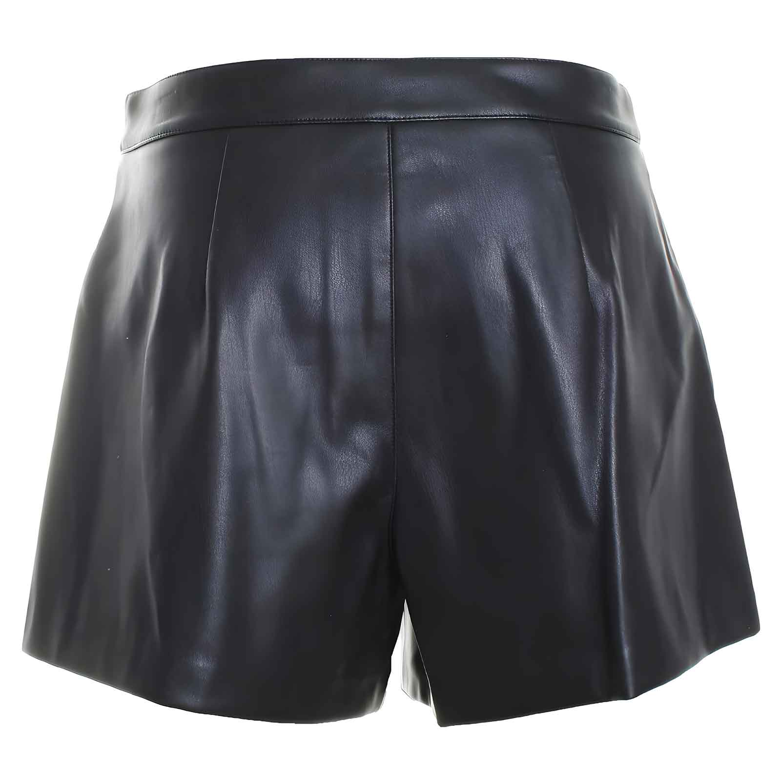 Faux Leather Short For Women's Gold-tone Metal Hardware