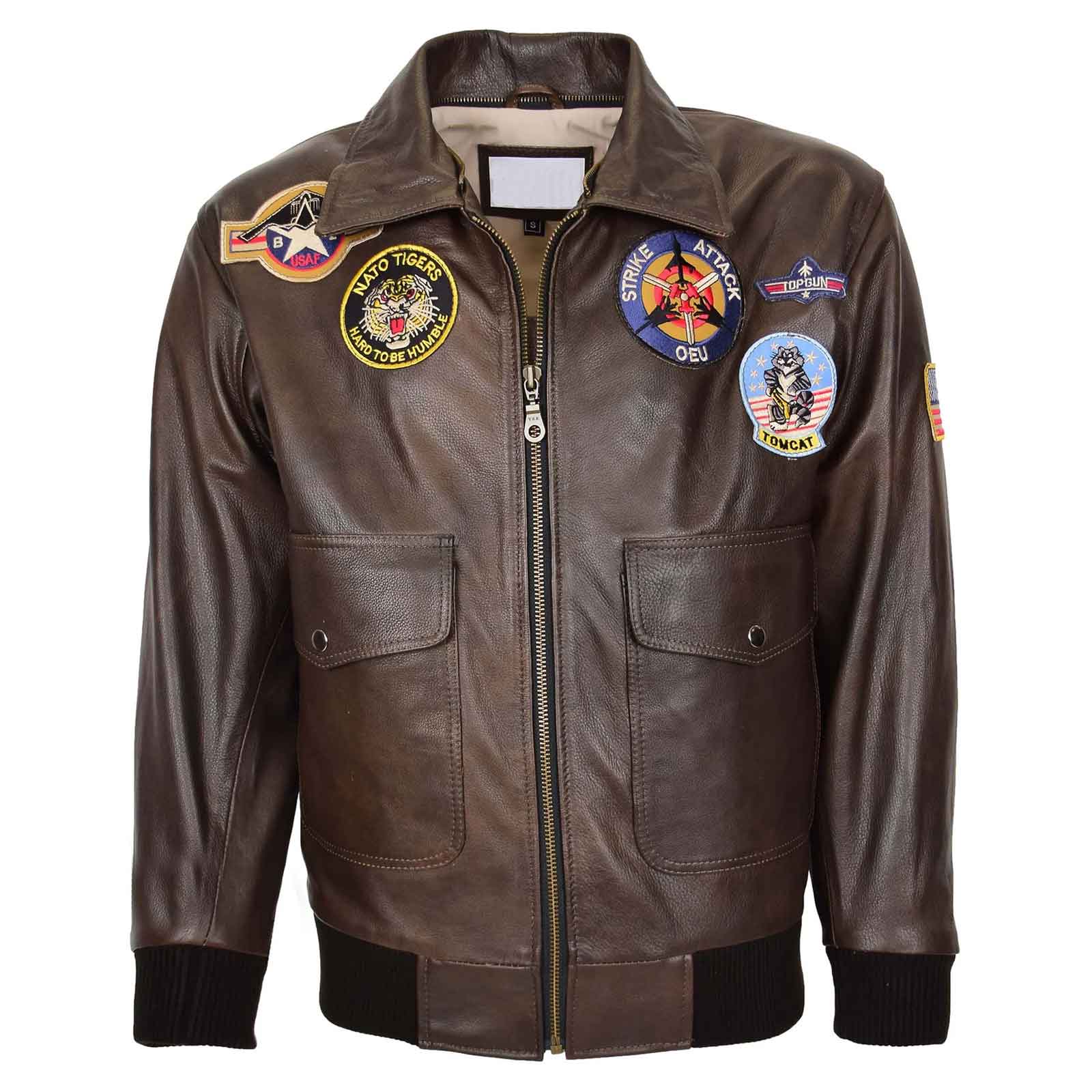 Regals Leather Men’s Brown Leather Bomber Jacket | Air Force Aviator Style Winter Jacket