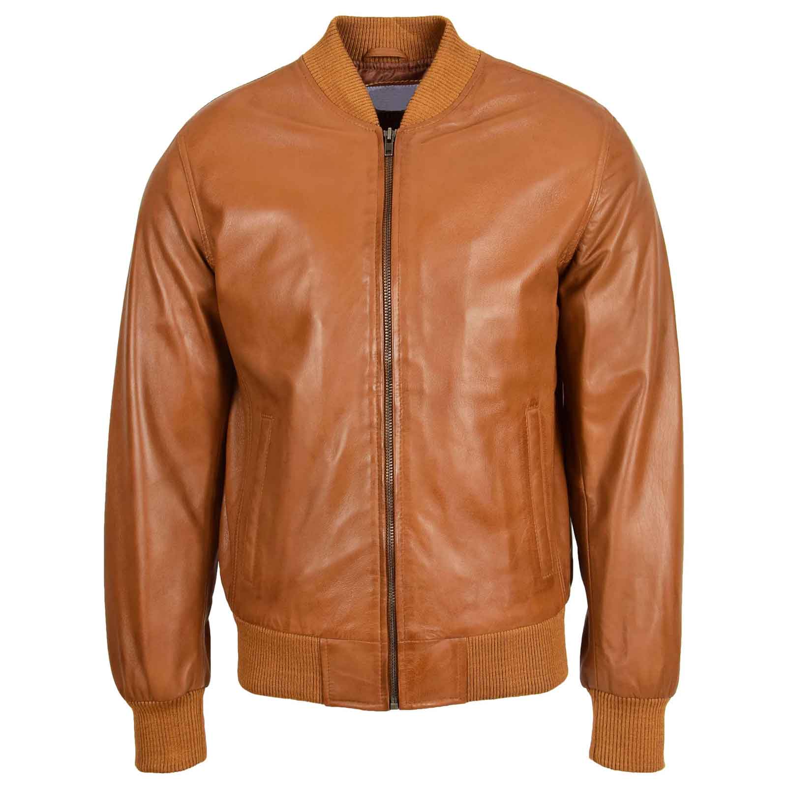 Men’s Leather MA-1 Bomber Jacket – Ryan Tan Classic Flight Style