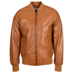 Men’s Leather MA-1 Bomber Jacket – Ryan Tan Classic Flight Style