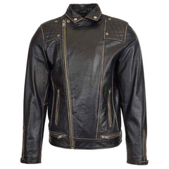Regals Leather Classic Men's Leather Biker Brando Design Jacket Sean Vintage Black