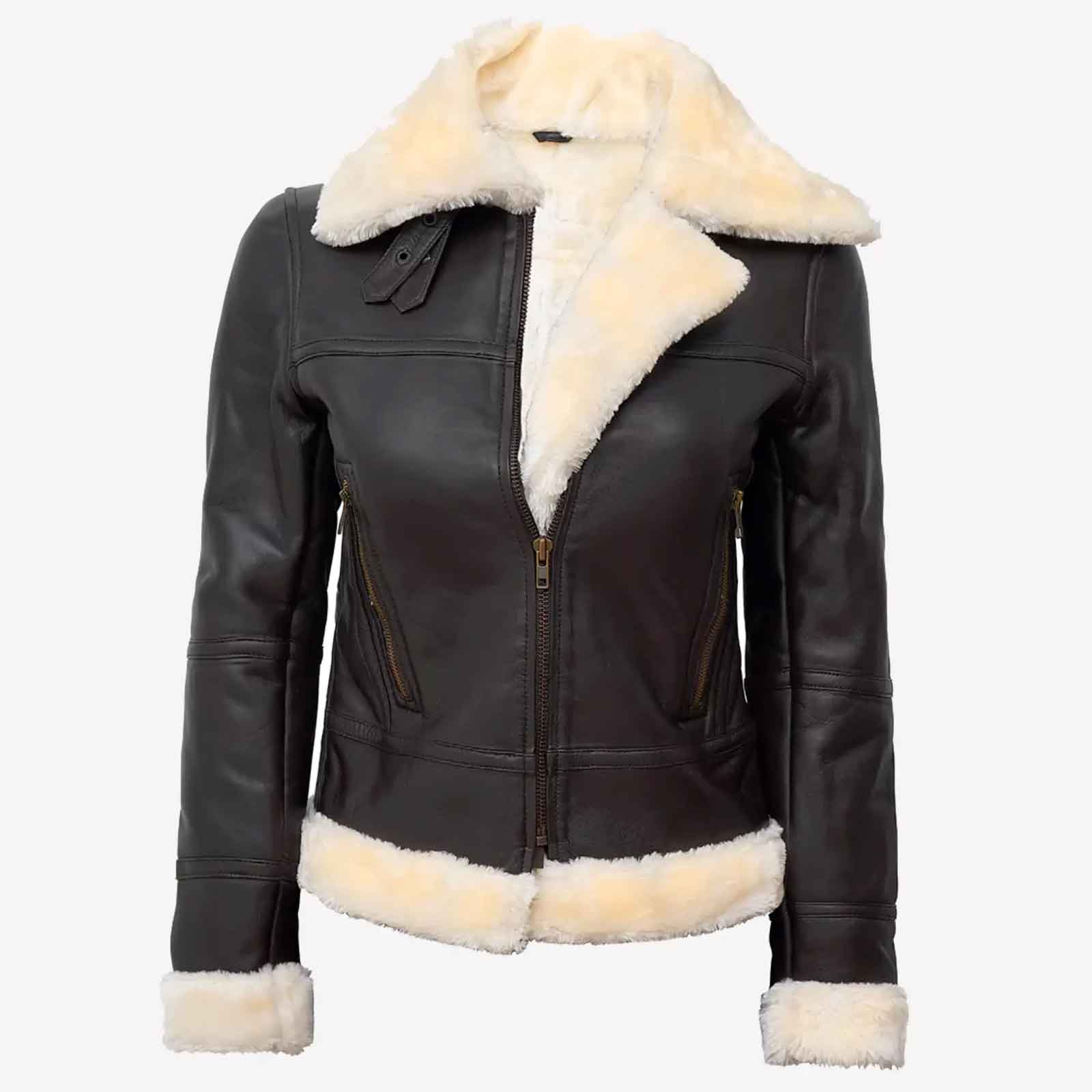 Women’s Dark Brown B3 Shearling Bomber Jacket – Vintage Aviator Style | Regals Leather