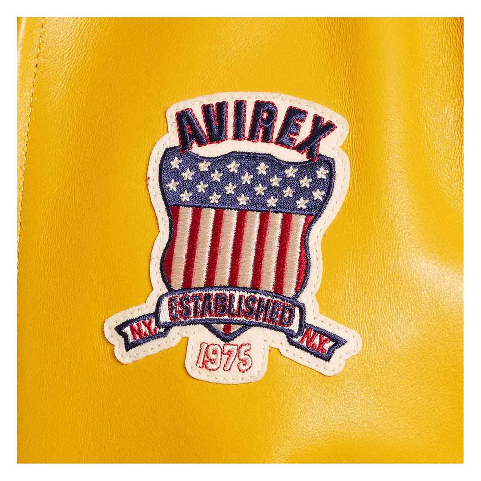 Best Quality Men’s Iconic Avirex Leather Jacket Yellow Leather Bomber Jacket Aviator Style