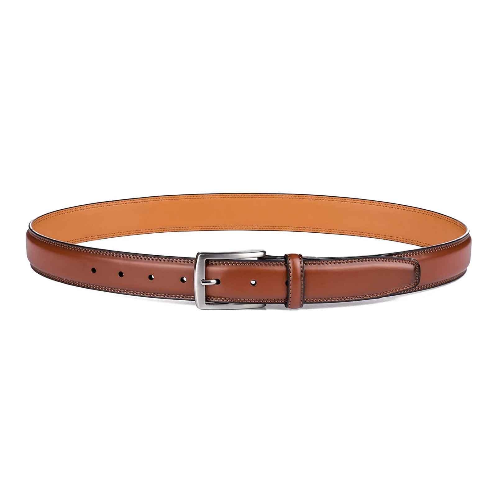 Genuine Leather Men’s Belt – Brown 36in Classic Dress & Casual Waist Belt with Single Prong Buckle