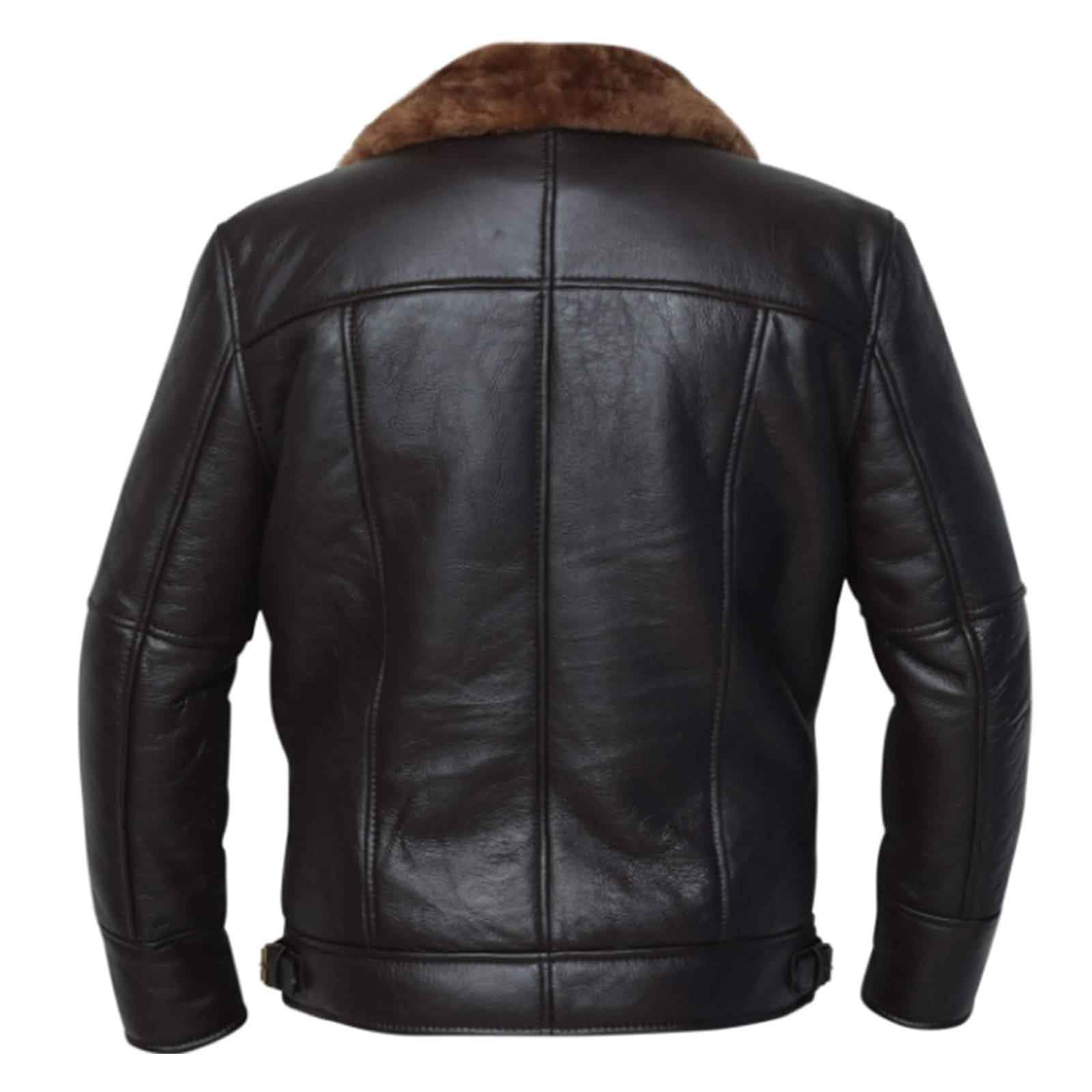 Regals Leather Men’s Black Brown B3 Leather Bomber Jacket Pilot Aviator Style