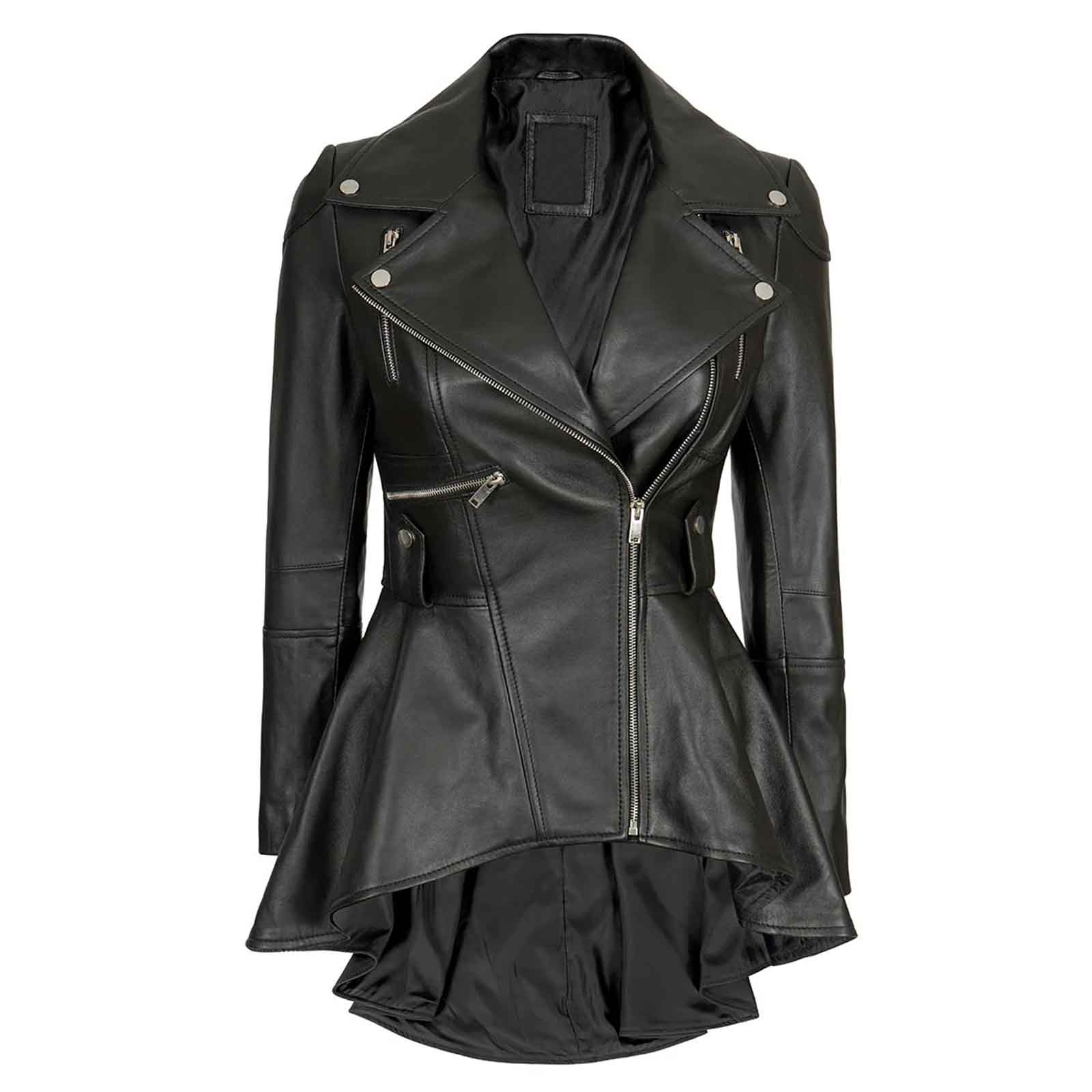 Gonzalez Fashion Lambskin Peplum Leather Biker Jacket | Regals Leather