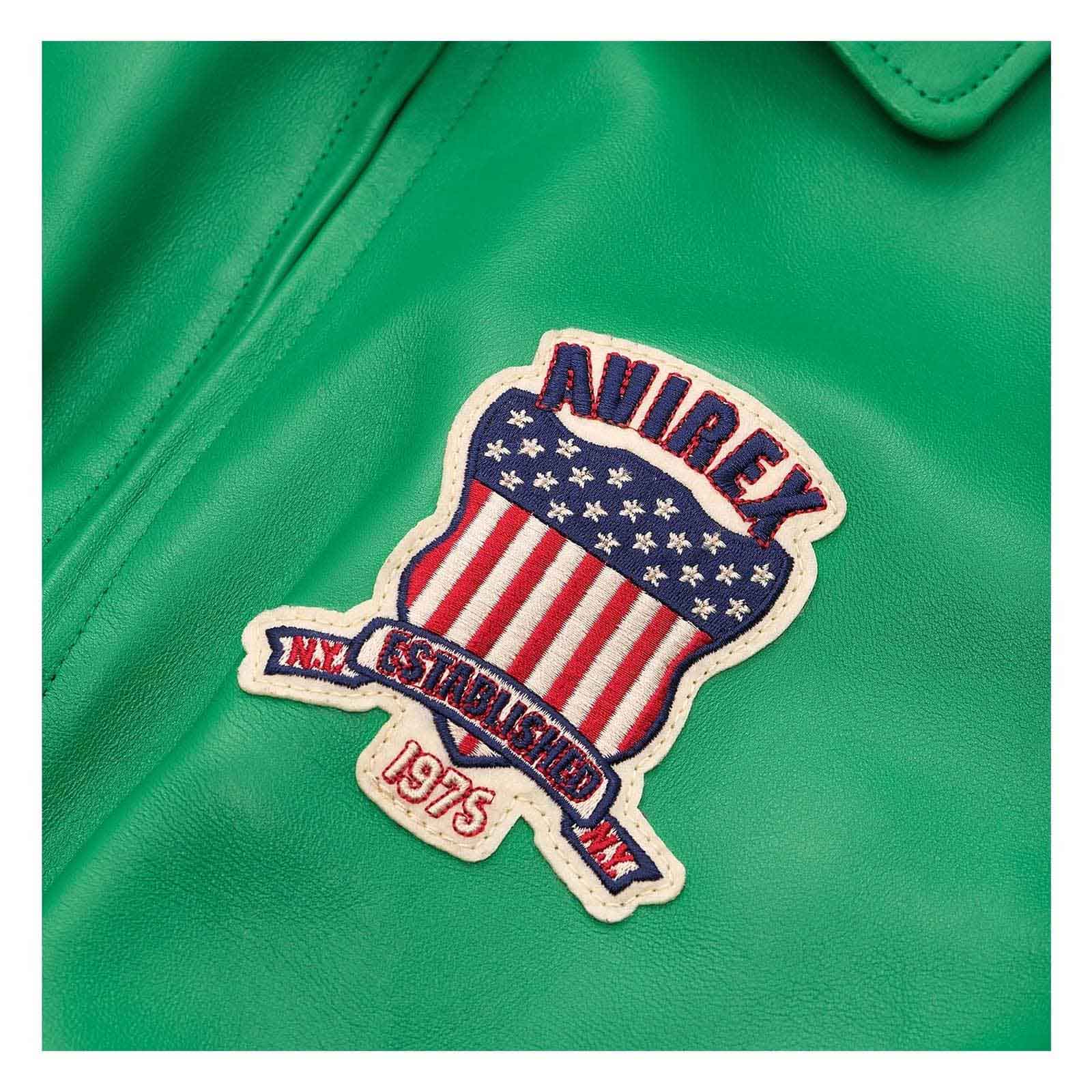 Handcrafted Men’s Avirex Leather Jacket Green Leather Bomber Jacket Classic Style