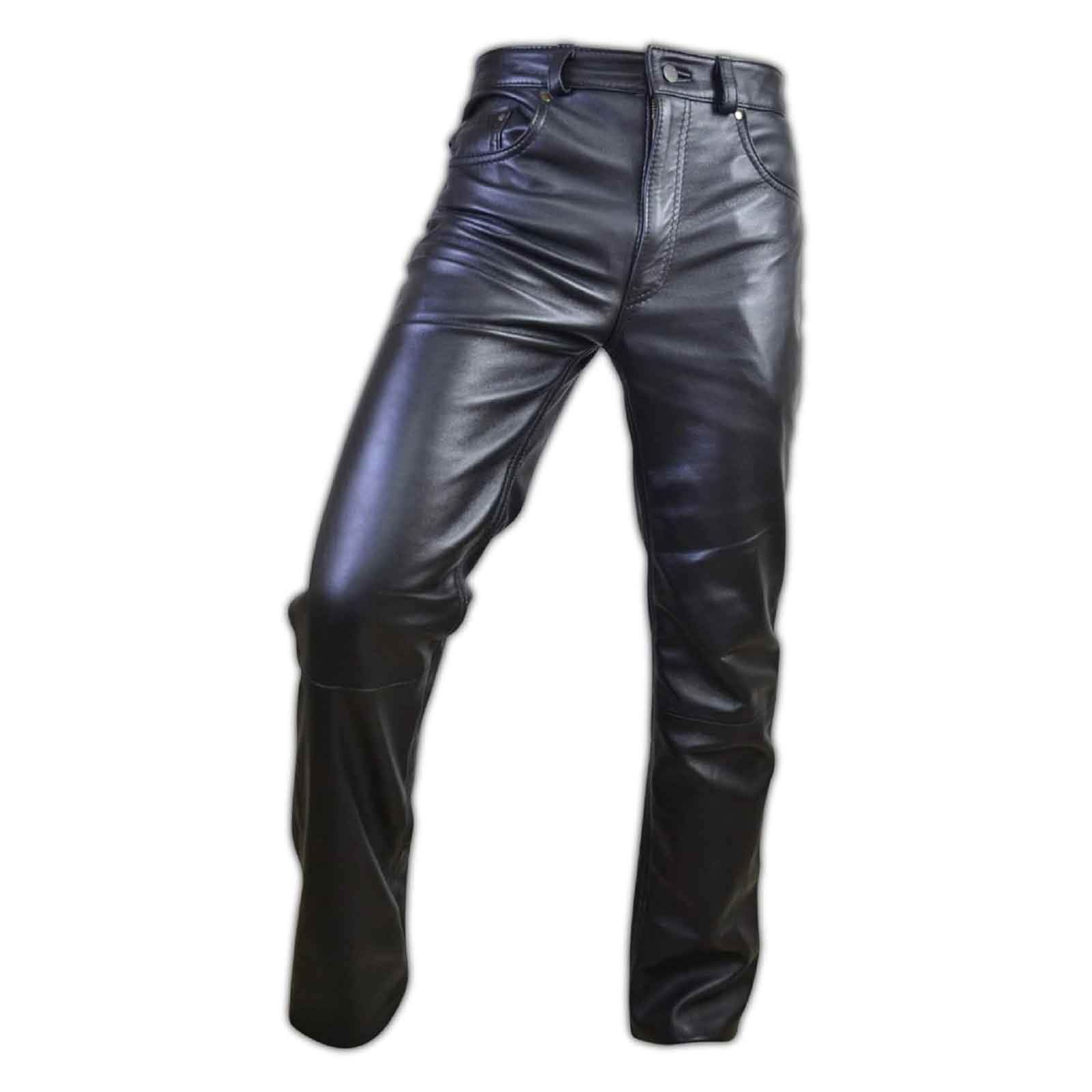 Men's Leather Pants | Black Leather Pants Men 5 Pocket Motor Cycle Black Men's Pant