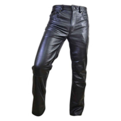 Men's Leather Pants | Black Leather Pants Men 5 Pocket Motor Cycle Black Men's Pant