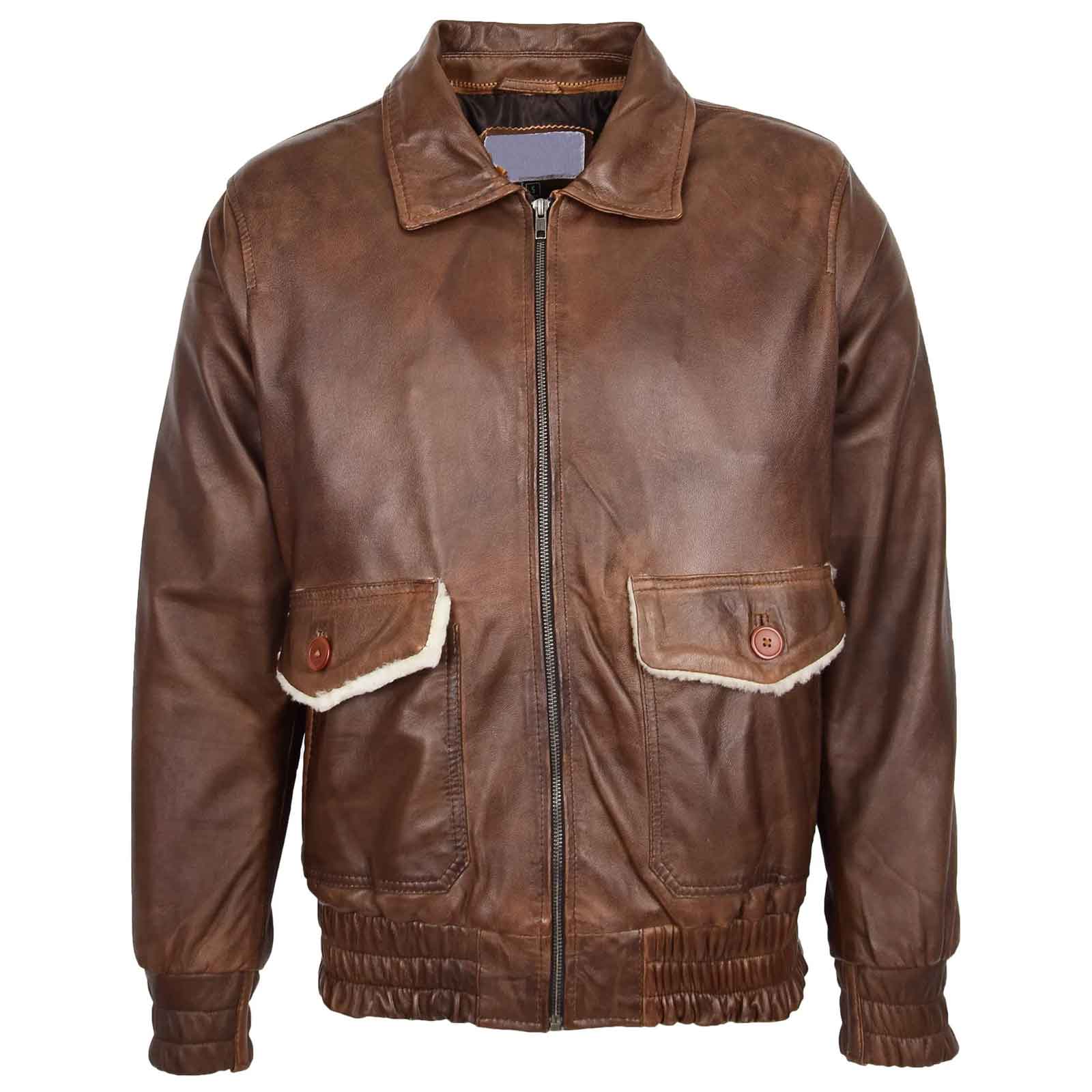 Men’s Leather Bomber Jacket G-1 Aviator Style – Cooper Brown Classic