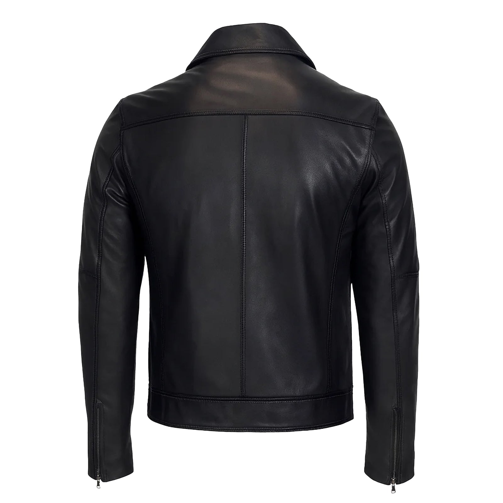 Casual Biker Men’s Hooded Genuine Leather Jacket Black Color