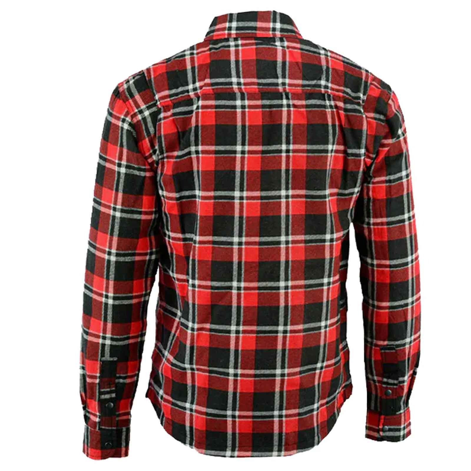 Regals Leather Red/White Exo Motorcycle Flannel Shirt with Kevlar Lining – CE Protective Riding Gear