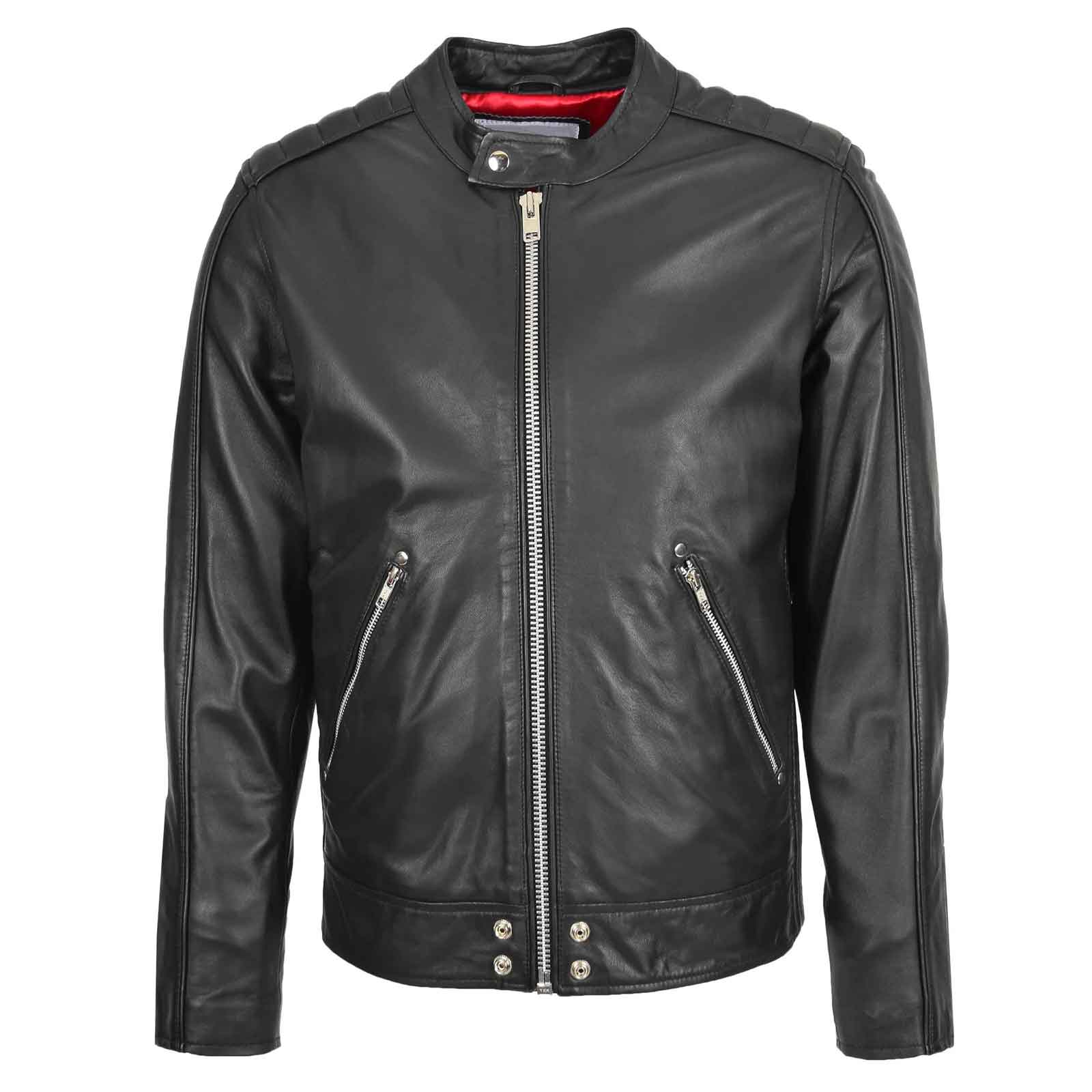 Regals Leather Men’s Casual Biker Jacket – Andy Black Premium Leather