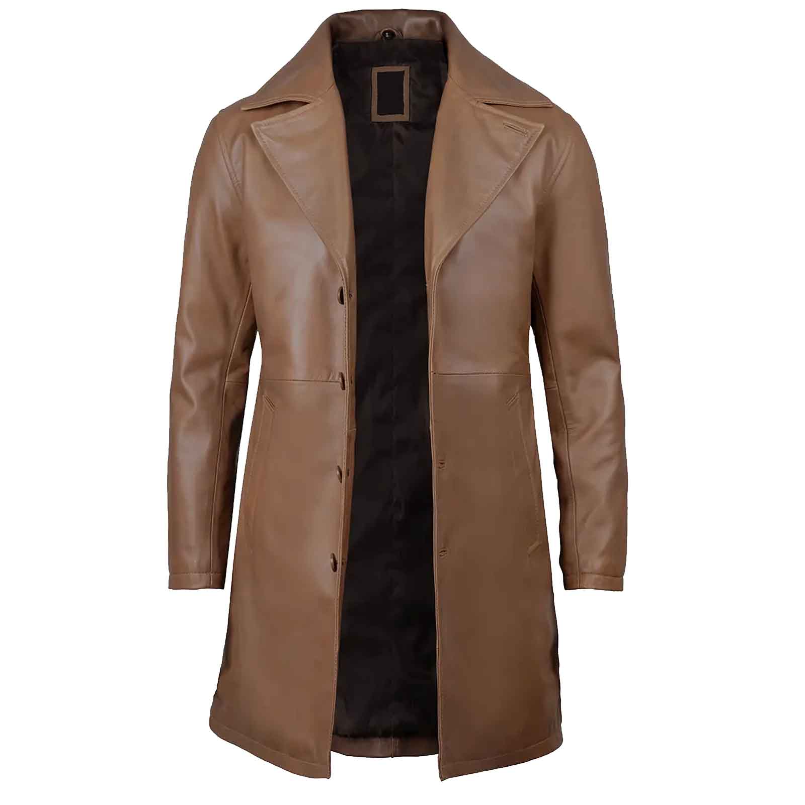 Regals Leather Men's 3/4 Length Brown Genuine Leather Car Coat