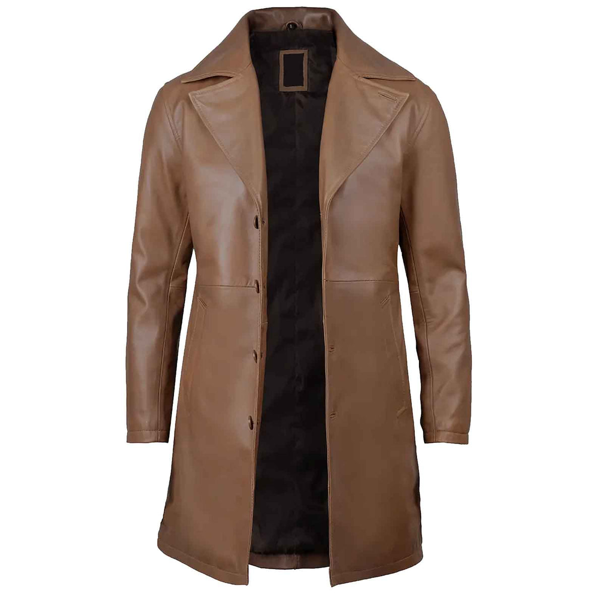 Regals Leather Men's 3/4 Length Brown Genuine Leather Car Coat