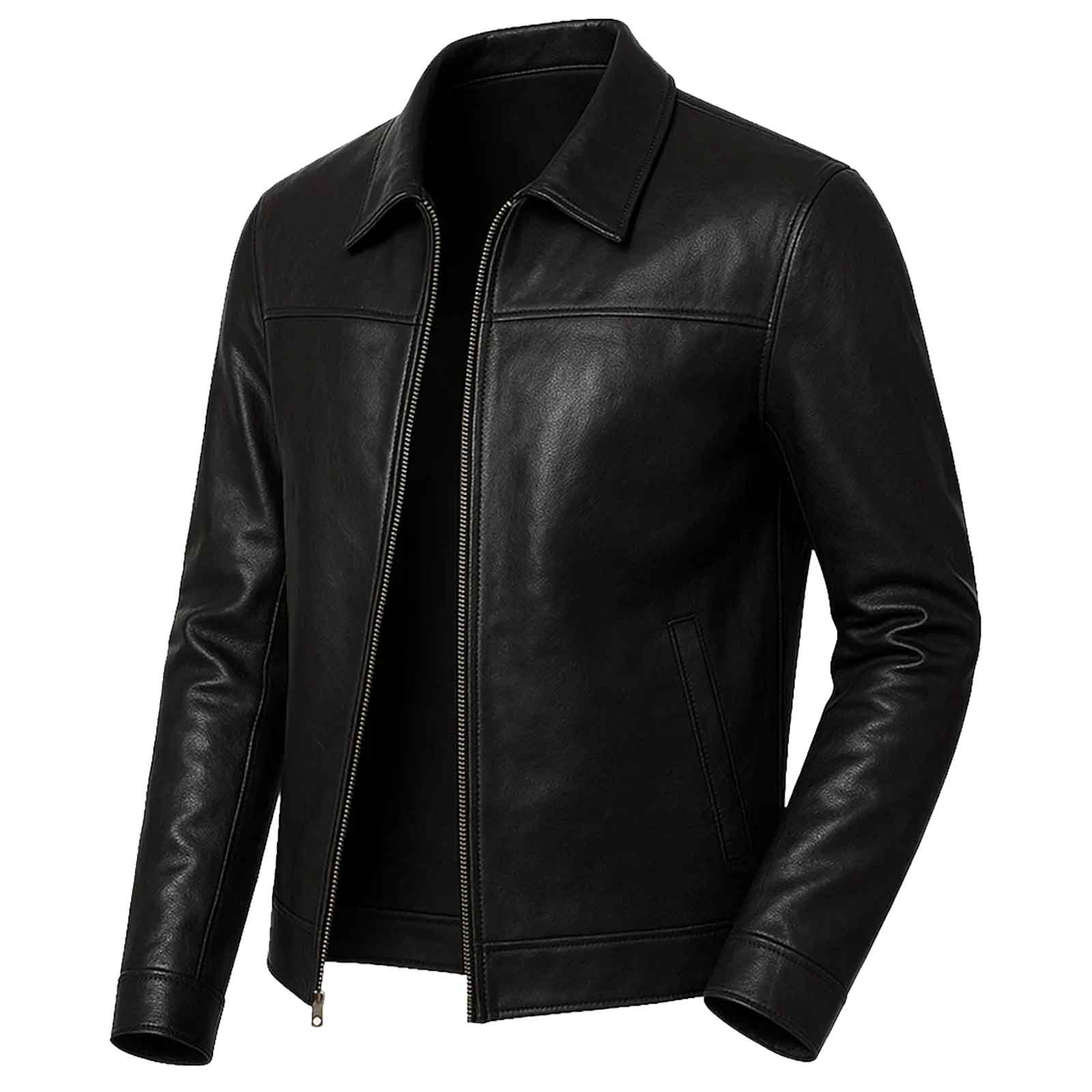 Regals Leather Mark Men's Harrington Black Lambskin Leather Jacket
