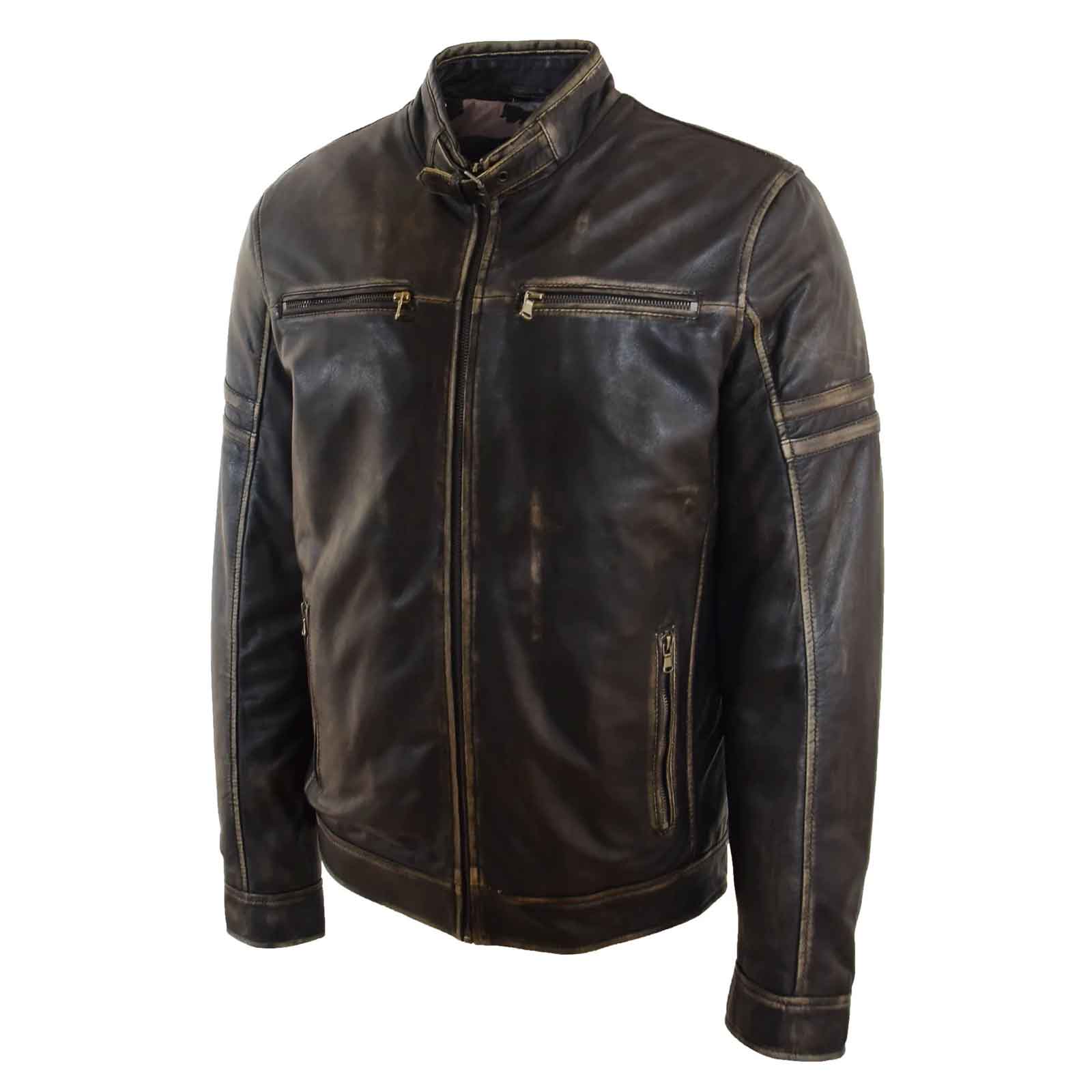 Men’s Ricky Vintage Rub-Off Real Leather Biker Jacket | Regals Leather