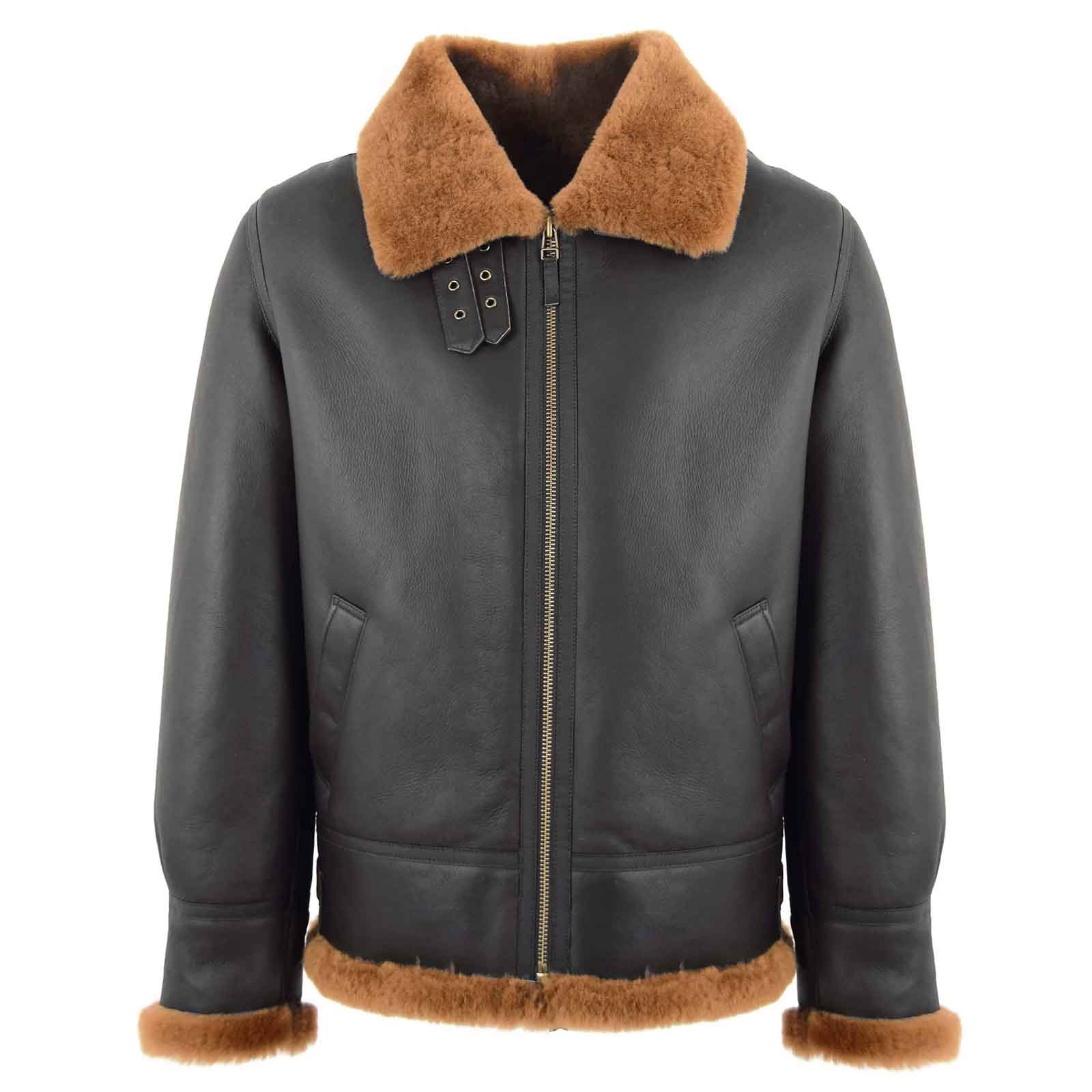 Classic B3 Sheepskin Bomber Jacket for Men – Brown Ginger Leather Aviator