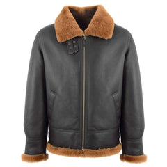 Classic B3 Sheepskin Bomber Jacket for Men – Brown Ginger Leather Aviator