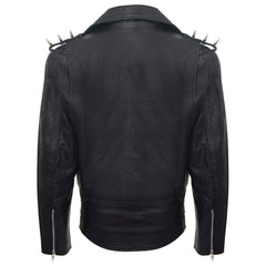 Classic Vintage Leather Biker Jacket for Men – Fringe, Studded & Tassel Design
