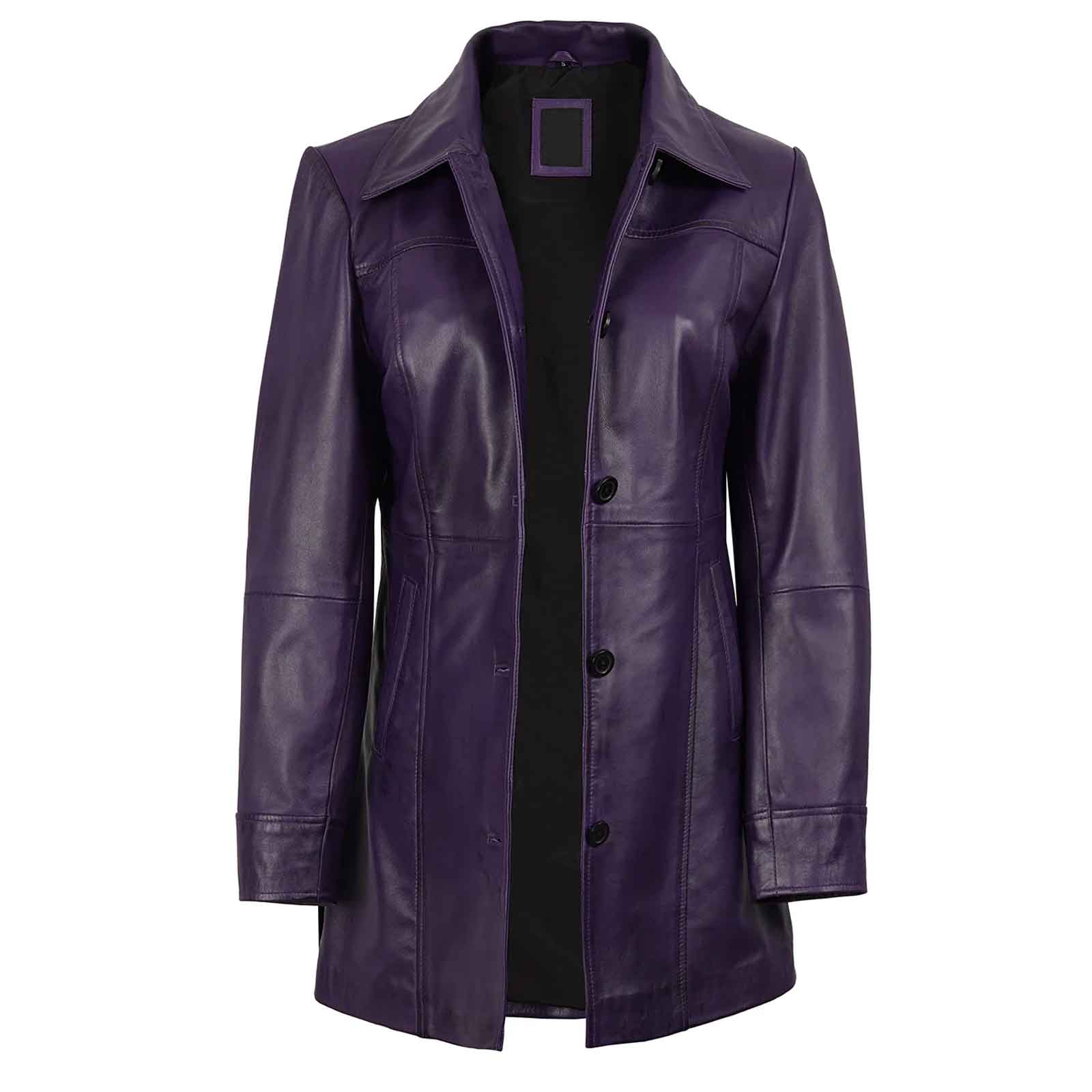 Regals Leather Vintage Kandis Women's Leather Purple 3/4 Length Car Coat