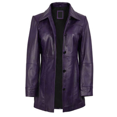 Regals Leather Vintage Kandis Women's Leather Purple 3/4 Length Car Coat