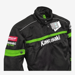 Chaqueta de moto Kawasaki negra y verde – Chaqueta de verano de malla ligera para moto