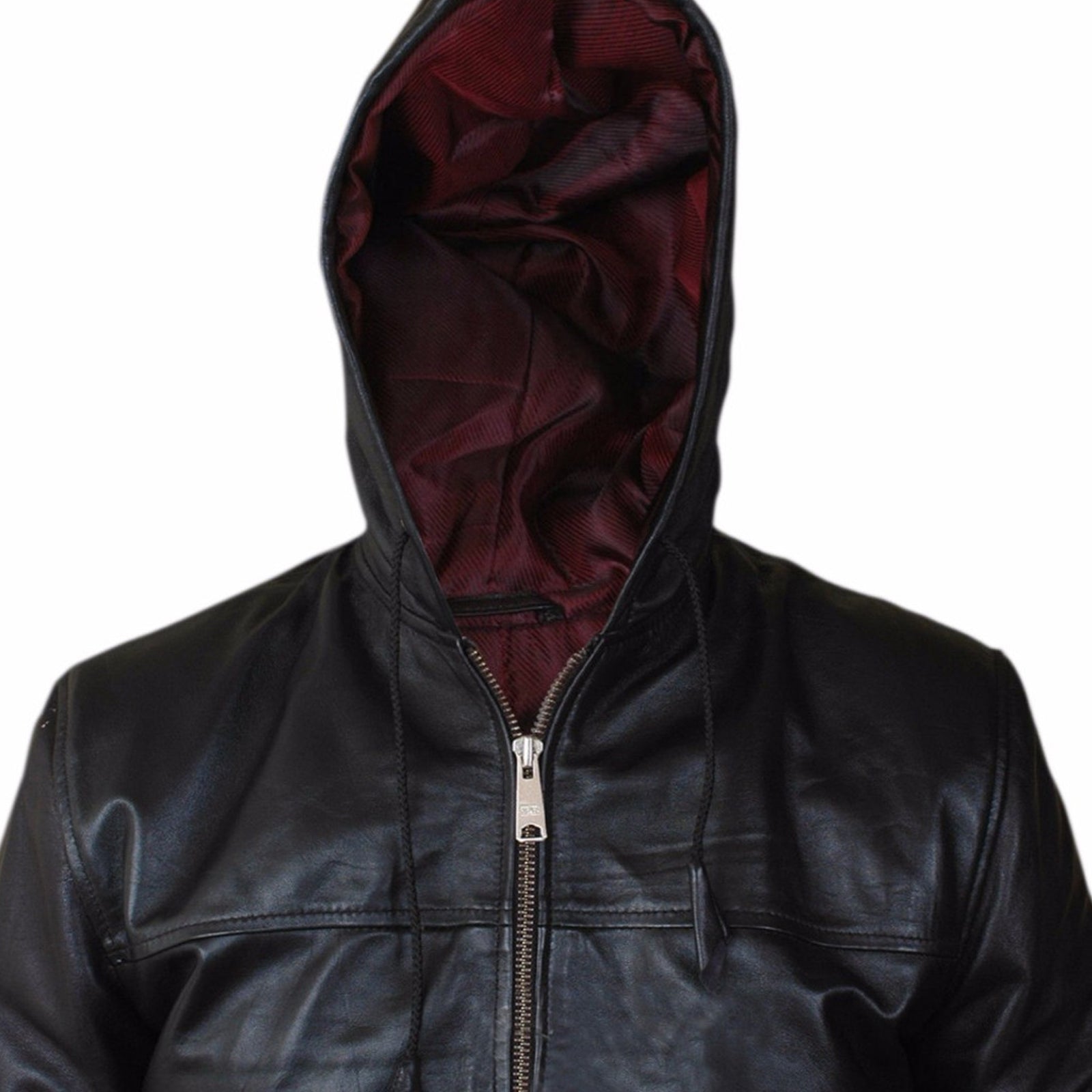 Men's Leather Casual Biker Bomber Hooded Leather Jacket Fit Style