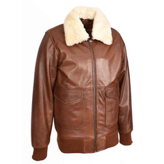 Men’s Premium Leather Aviator Bomber Jacket – G-1 Pilot Style Luca Tan