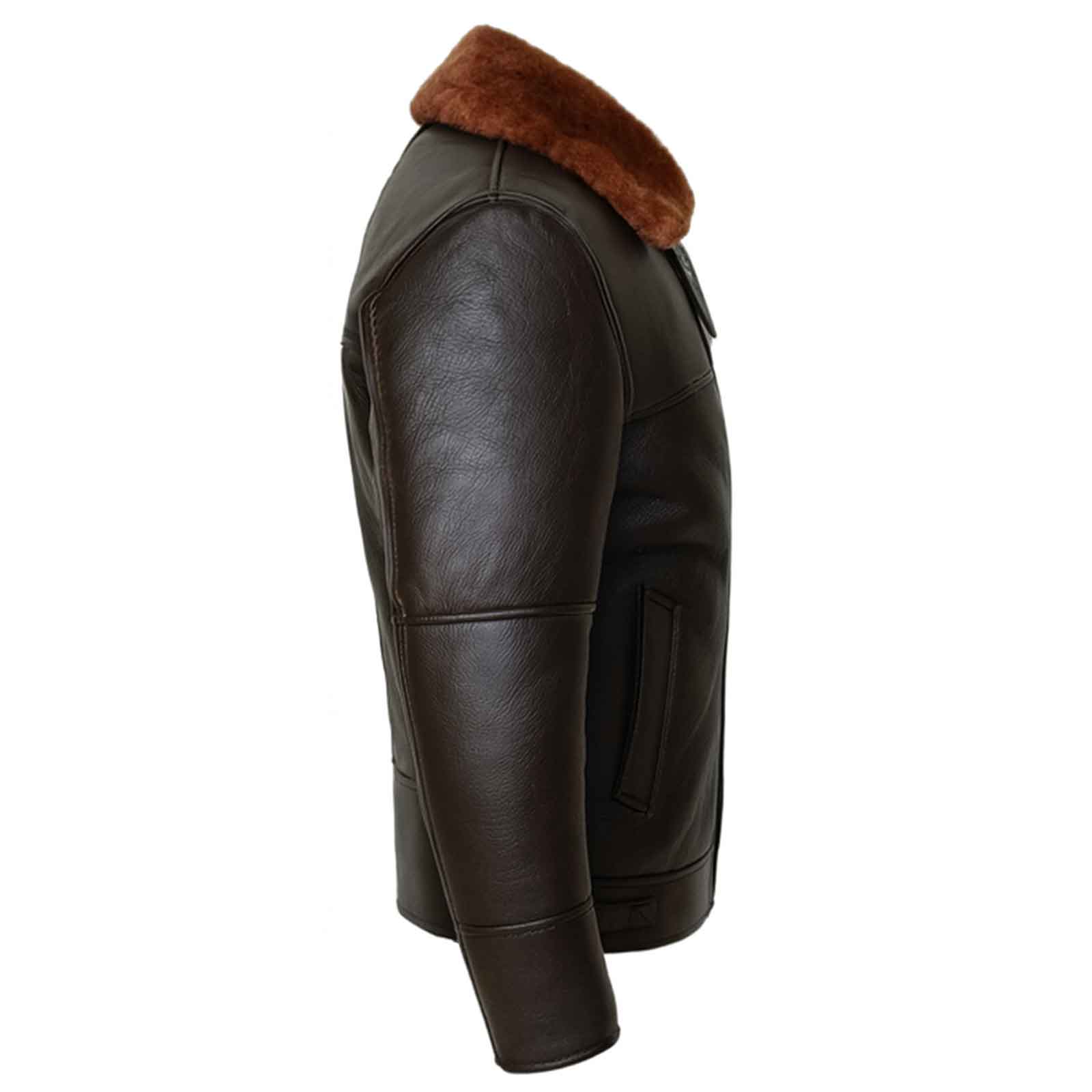 Regals Leather Men’s Black Brown B3 Leather Bomber Jacket Pilot Aviator Style