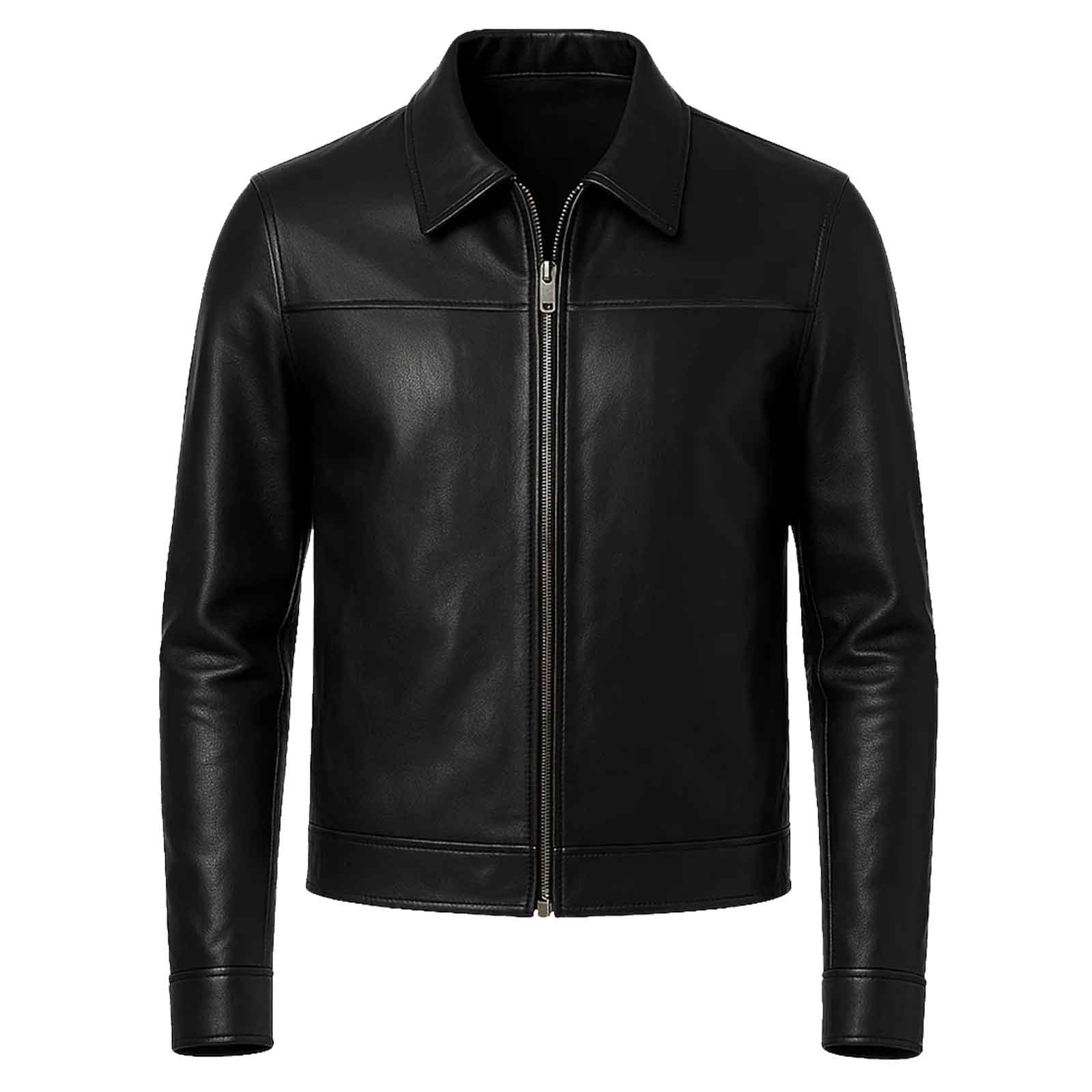 Regals Leather Mark Men's Harrington Black Lambskin Leather Jacket