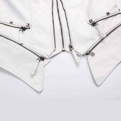 Women’s Studded Faux Leather Jacket – Slim Fit Adjustable Moto Biker Style Outerwear