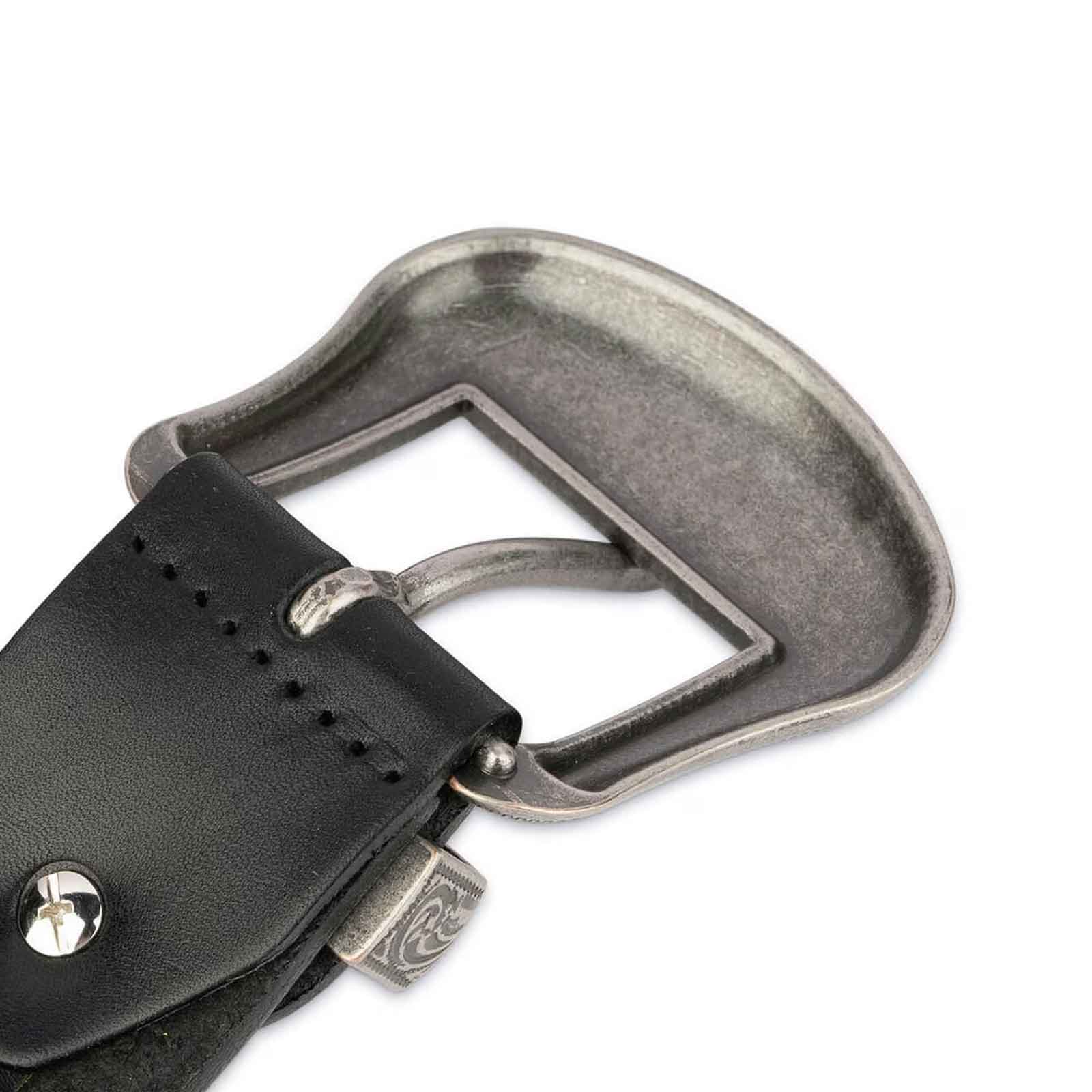 Cowboy Belts Men's - Thick Leather Belt With Silver Buckle Belts 1.5 Inch