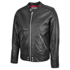 Regals Leather Men’s Casual Biker Jacket – Andy Black Premium Leather