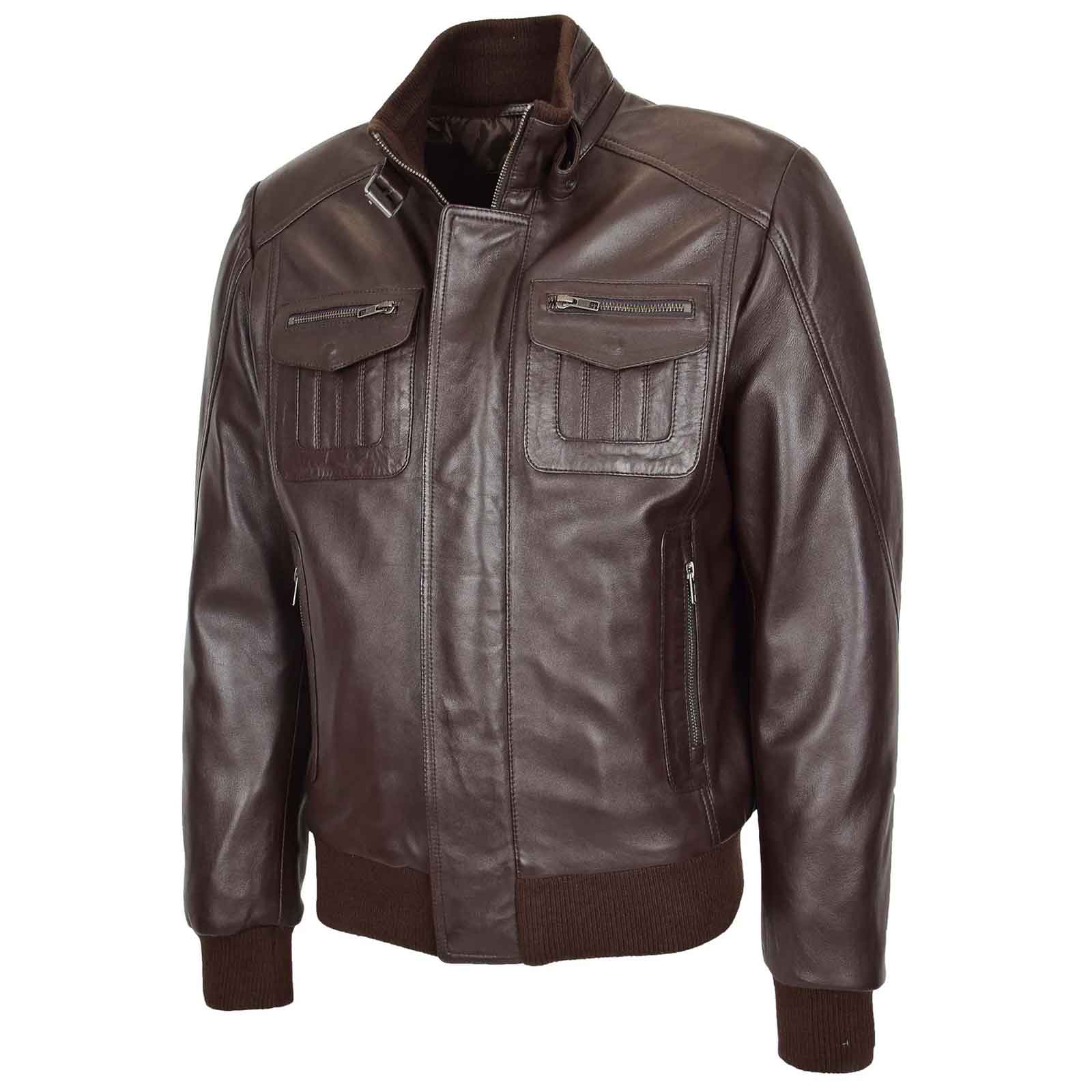 Men’s Leather Bomber Flight Jacket – Tom Brown Classic Aviator Style